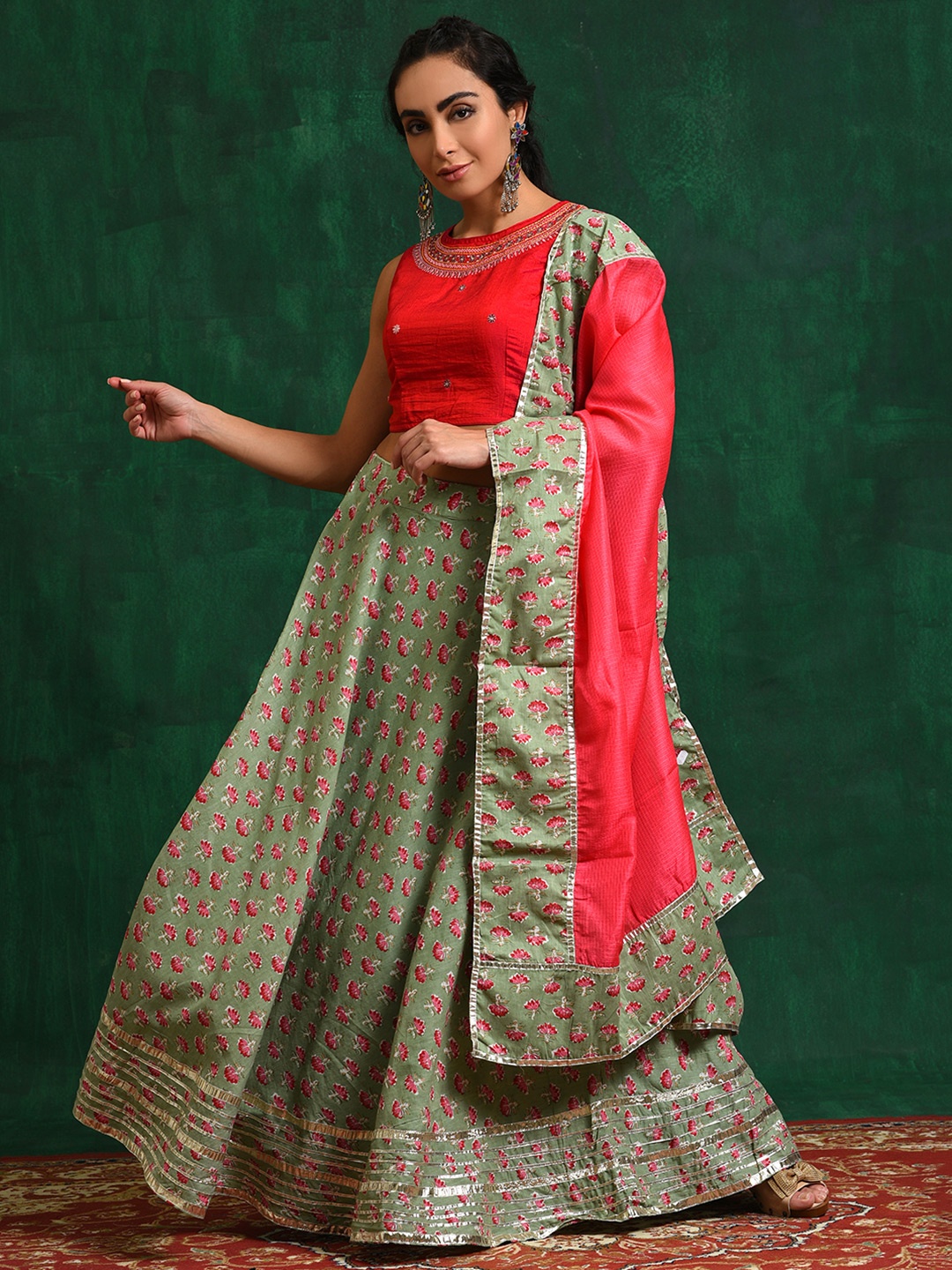 AKS Embroidered Thread Work Ready To Wear Silk Lehenga & Blouse With Dupatta, Sea green
AKS Embroidered Thread Work Ready To Wear Silk Lehenga & Blouse With Dupatta, Sea green