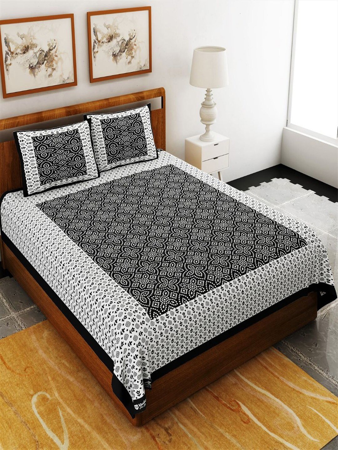 UNIQCHOICE Black & White Ethnic Motifs Pure Cotton 120 TC Queen Bedsheet & 2 Pillow Covers
UNIQCHOICE Black & White Ethnic Motifs Pure Cotton 120 TC Queen Bedsheet & 2 Pillow Covers
