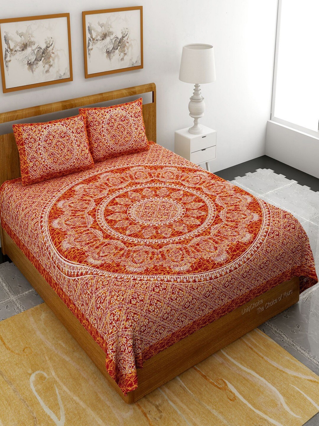 UNIQCHOICE Red & White Ethnic Motifs Pure Cotton 120 TC Queen Bedsheet & 2 Pillow Covers
UNIQCHOICE Red & White Ethnic Motifs Pure Cotton 120 TC Queen Bedsheet & 2 Pillow Covers