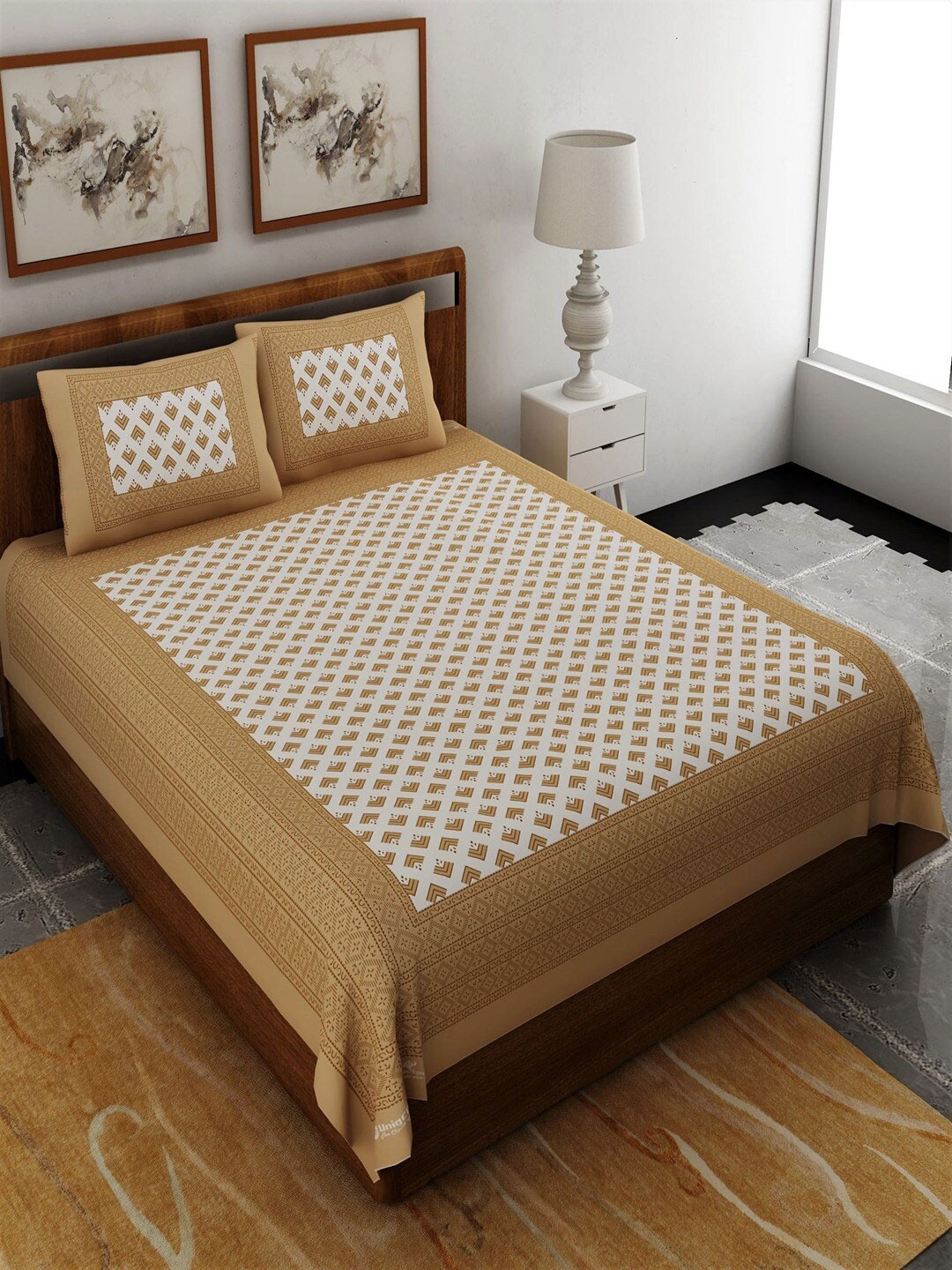 UNIQCHOICE Brown & White Geometric Pure Cotton 120 TC Queen Bedsheet With 2 Pillow Covers
UNIQCHOICE Brown & White Geometric Pure Cotton 120 TC Queen Bedsheet With 2 Pillow Covers