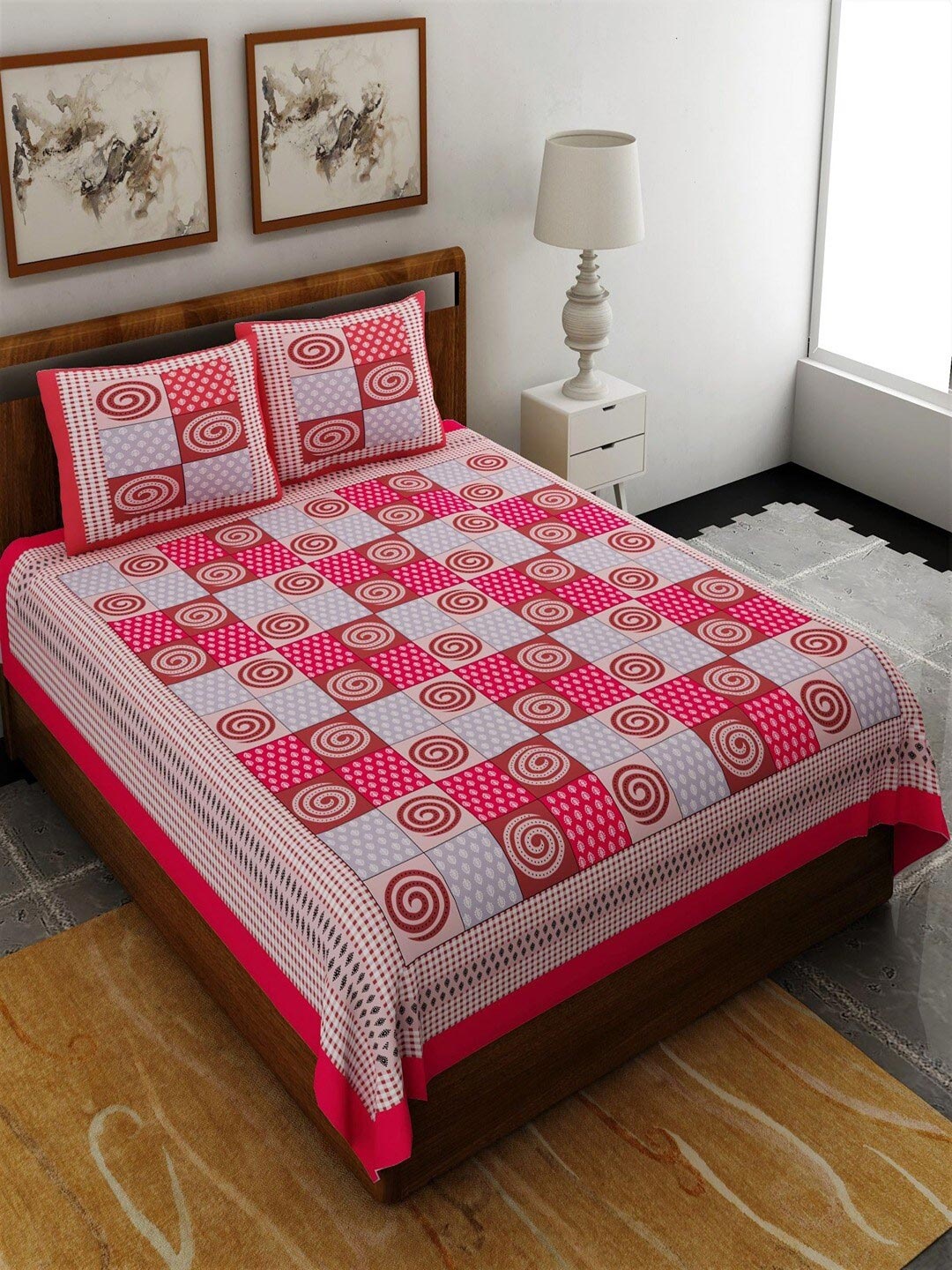 UNIQCHOICE Red & Pink Ethnic Motifs Pure Cotton 120 TC Queen Bedsheet & 2 Pillow Covers
UNIQCHOICE Red & Pink Ethnic Motifs Pure Cotton 120 TC Queen Bedsheet & 2 Pillow Covers