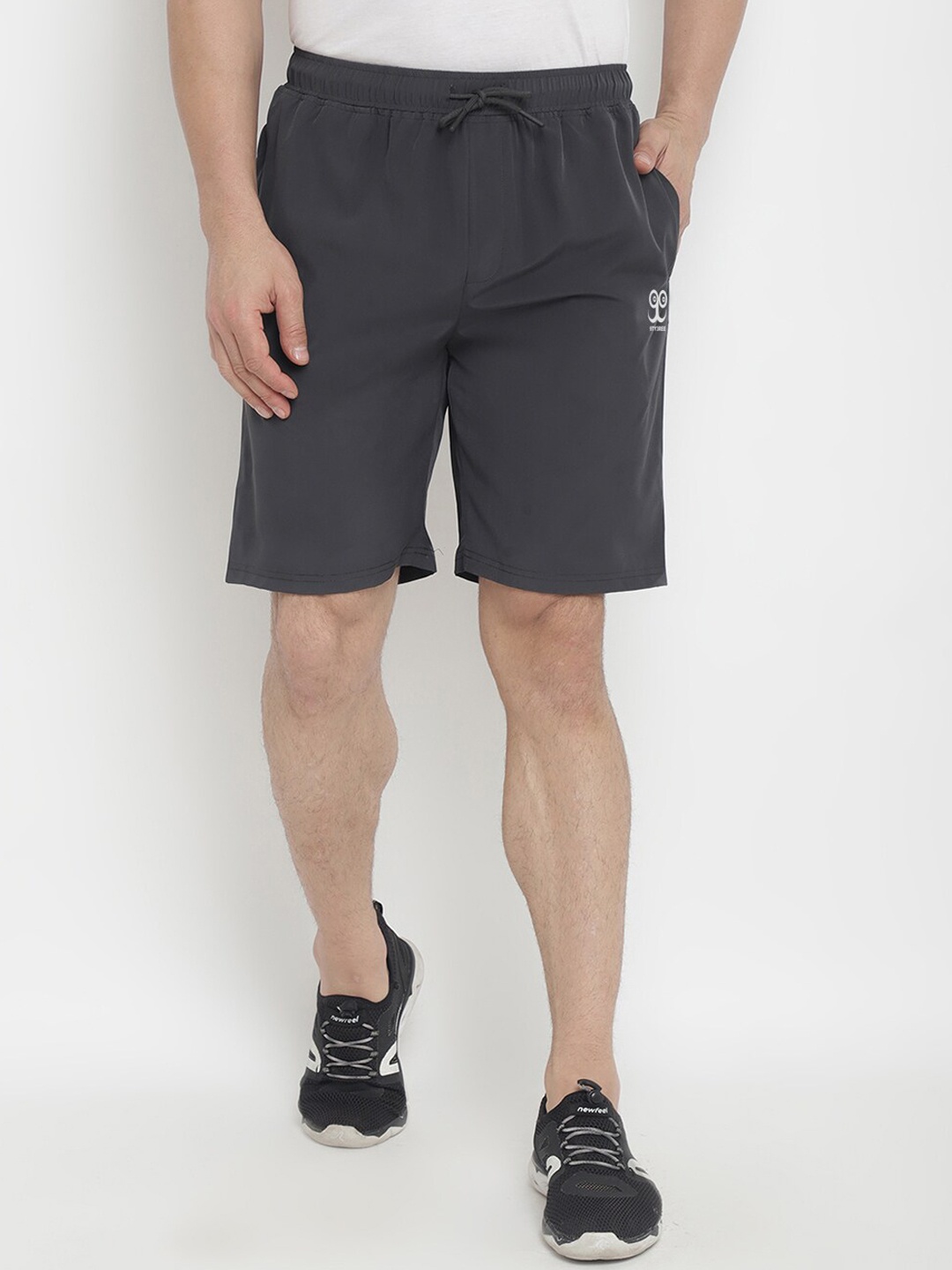 9ty3ree Men Mid Rise Sports Shorts, Charcoal