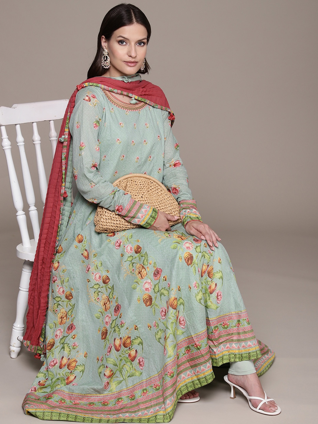 Ritu Kumar Floral Printed Regular Beads & Stones Pure Cotton Kurta With Dupatta, Green
Ritu Kumar Floral Printed Regular Beads & Stones Pure Cotton Kurta With Dupatta, Green