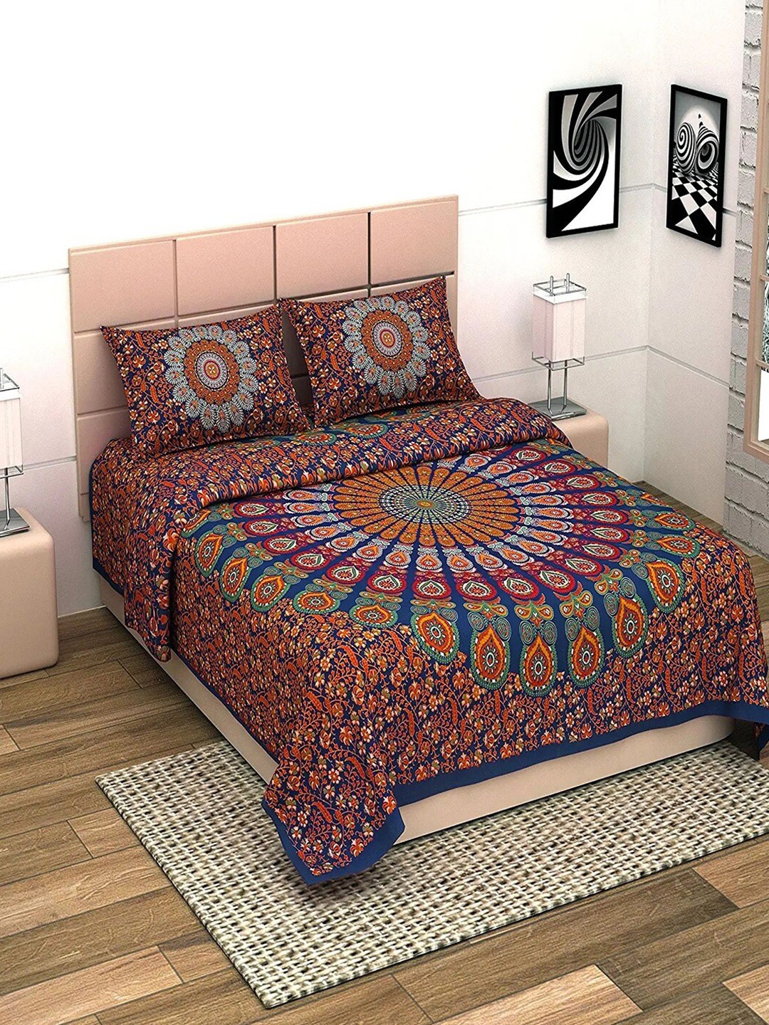 UNIQCHOICE Blue & Brown Ethnic Motifs Cotton 144 TC King Bedsheet with 2 Pillow Covers
UNIQCHOICE Blue & Brown Ethnic Motifs Cotton 144 TC King Bedsheet with 2 Pillow Covers