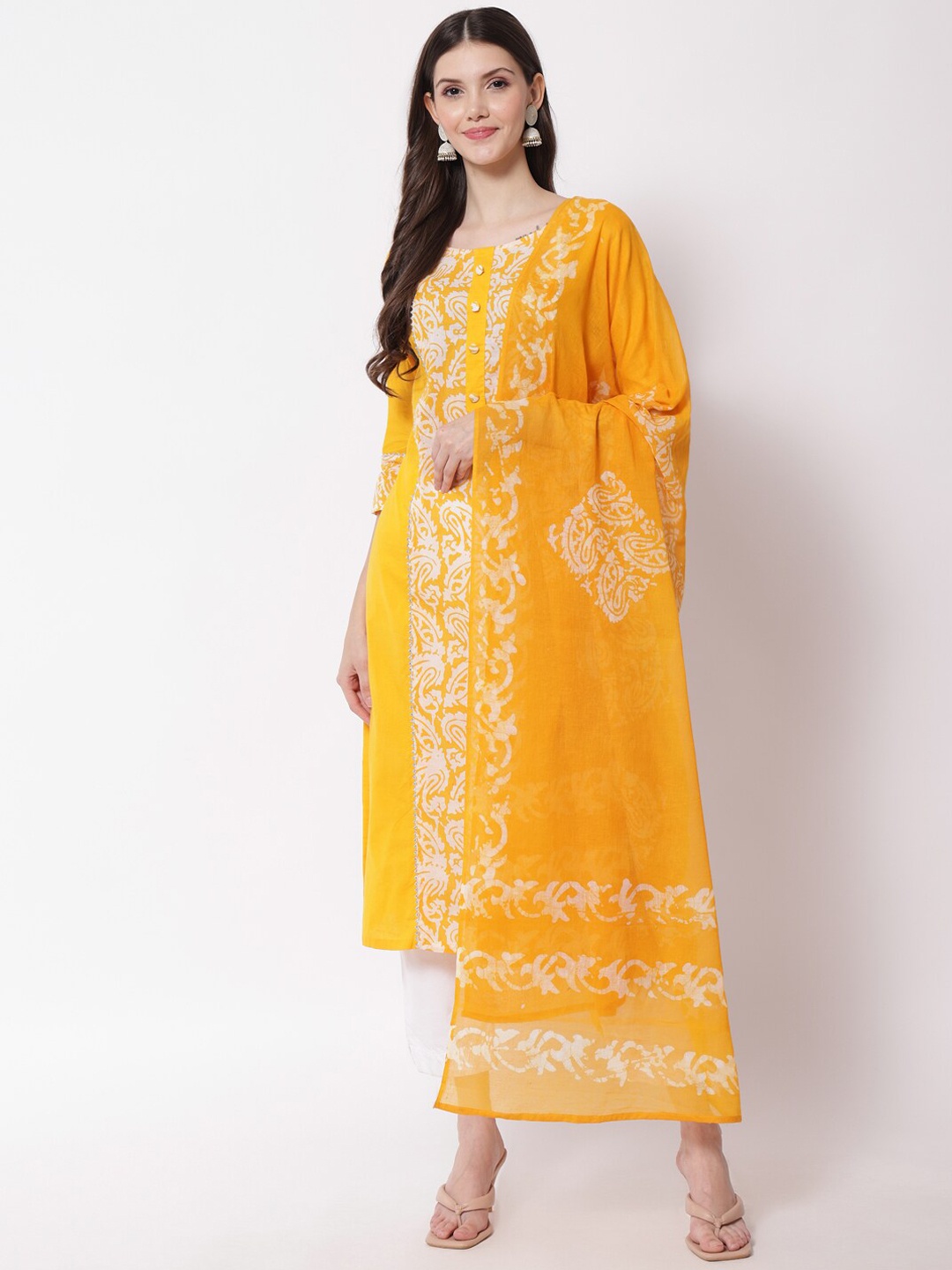 Sitaram Designer Ethnic Motifs Printed Regular Pure Cotton Kurta With Trousers & Dupatta, Yellow
Sitaram Designer Ethnic Motifs Printed Regular Pure Cotton Kurta With Trousers & Dupatta, Yellow