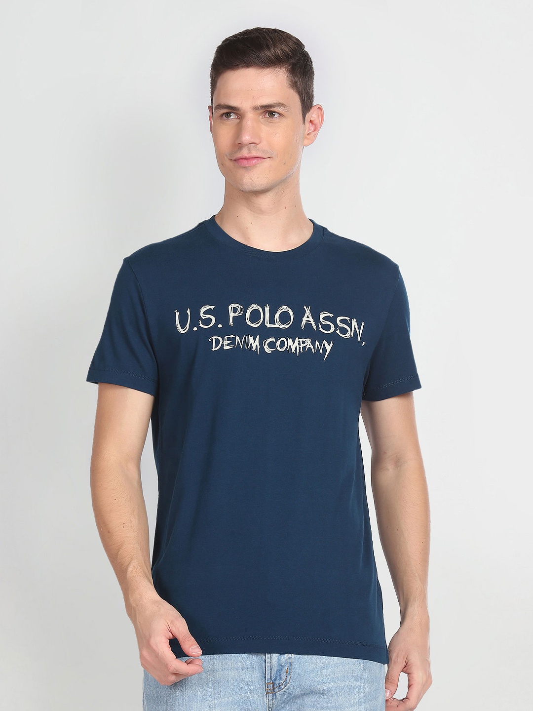 U.S. Polo Assn. Denim Co. Brand Name Printed Slim Fit Pure Cotton Casual T-shirt, Blue
U.S. Polo Assn. Denim Co. Brand Name Printed Slim Fit Pure Cotton Casual T-shirt, Blue