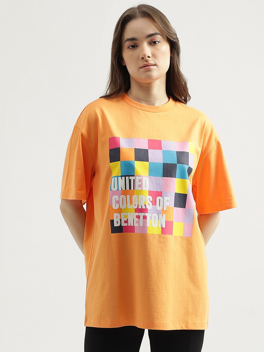 United Colors of Benetton Graphic Printed Drop-Down Sleeves Longline Cotton T-shirt, Orange
United Colors of Benetton Graphic Printed Drop-Down Sleeves Longline Cotton T-shirt, Orange
