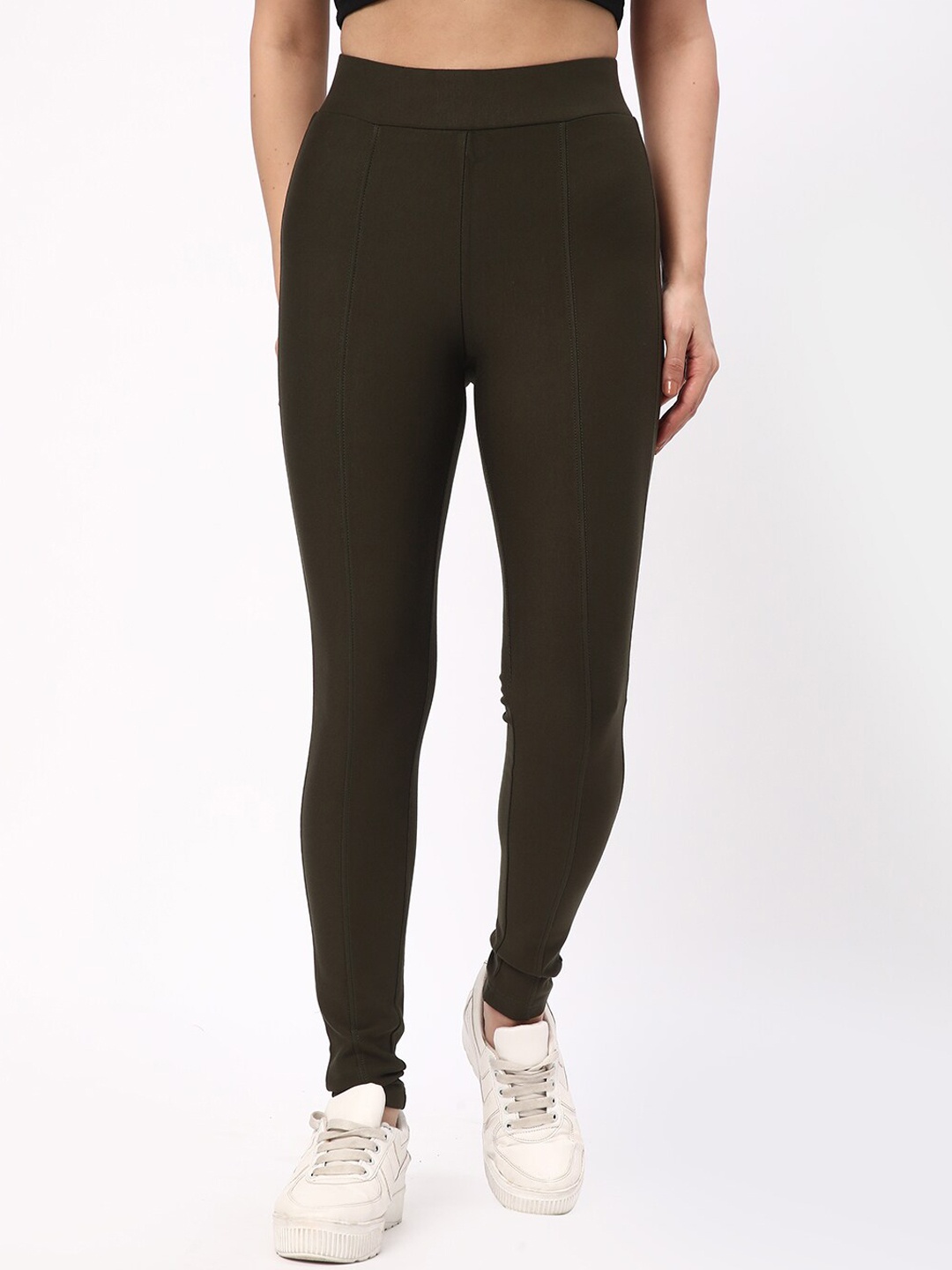 R&B Women Mid Rise Trousers, Olive