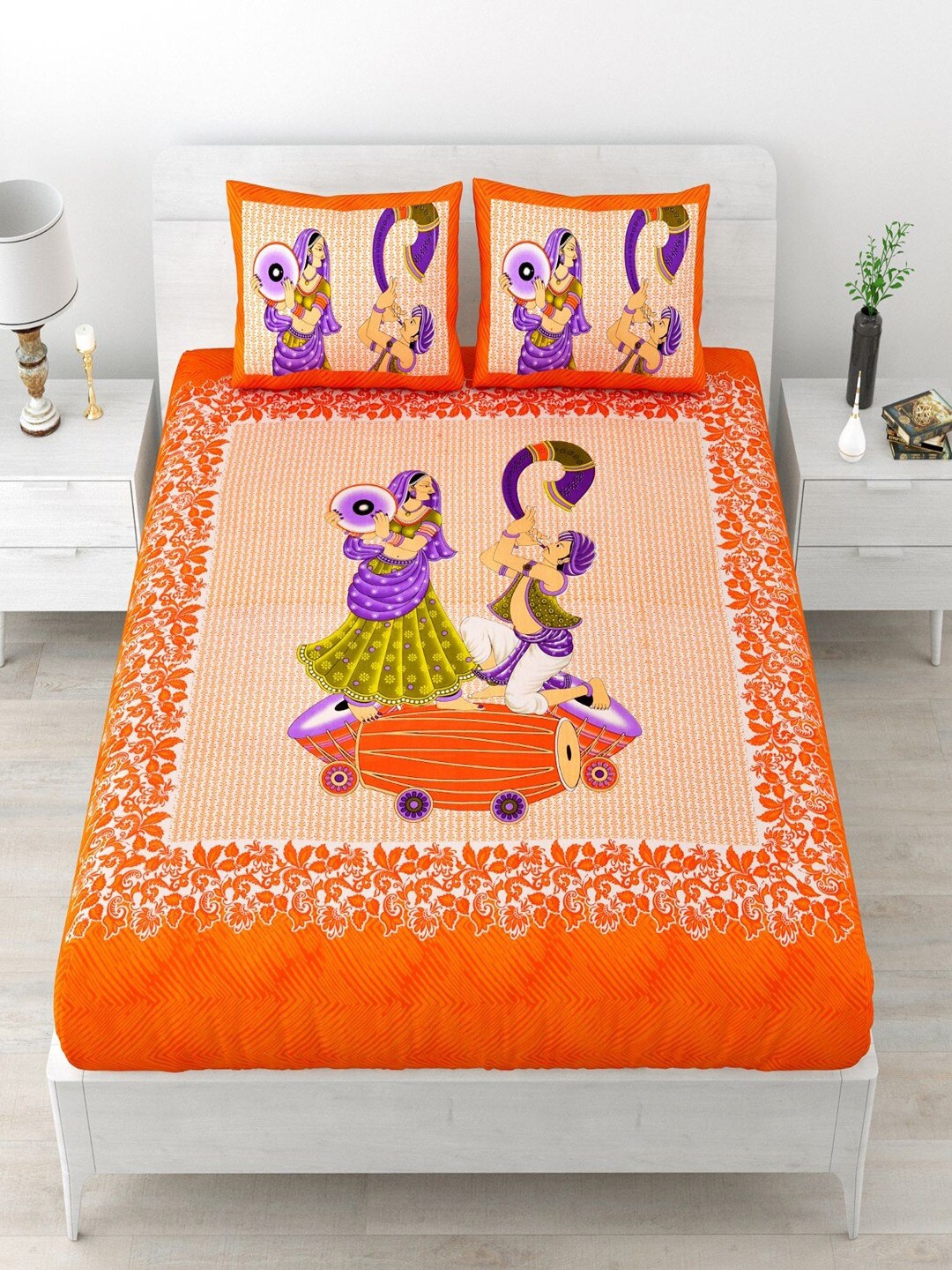 UNIQCHOICE Orange & Green Ethnic Motifs Pure Cotton 120TC Queen Bedsheet & 2 Pillow Covers
UNIQCHOICE Orange & Green Ethnic Motifs Pure Cotton 120TC Queen Bedsheet & 2 Pillow Covers
