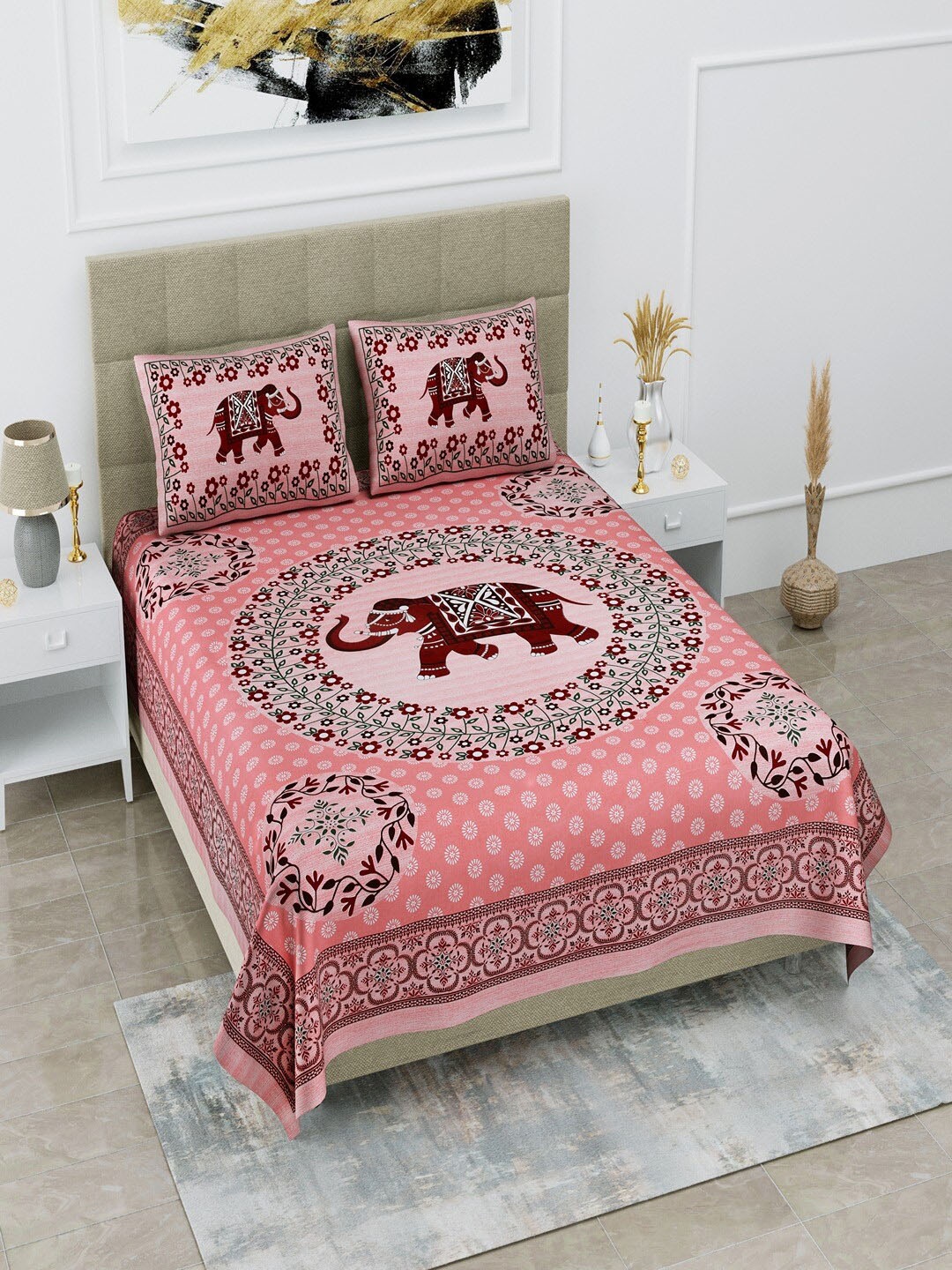 UNIQCHOICE Maroon Ethnic Motifs Pure Cotton 120 TC Queen Bedsheet With 2 Pillow Covers
UNIQCHOICE Maroon Ethnic Motifs Pure Cotton 120 TC Queen Bedsheet With 2 Pillow Covers