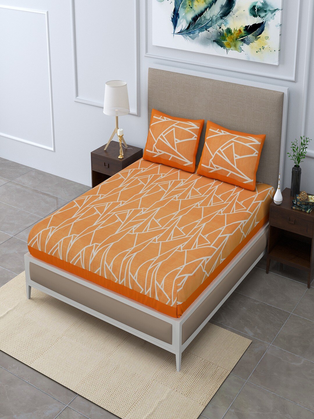 UNIQCHOICE Orange & White Geometric Pure Cotton 120 TC Queen Bedsheet With 2 Pillow Covers
UNIQCHOICE Orange & White Geometric Pure Cotton 120 TC Queen Bedsheet With 2 Pillow Covers