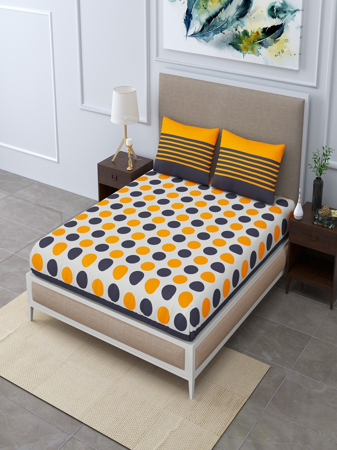 UNIQCHOICE Grey & Yellow Geometric Pure Cotton 120 TC Queen Bedsheet With 2 Pillow Covers
UNIQCHOICE Grey & Yellow Geometric Pure Cotton 120 TC Queen Bedsheet With 2 Pillow Covers