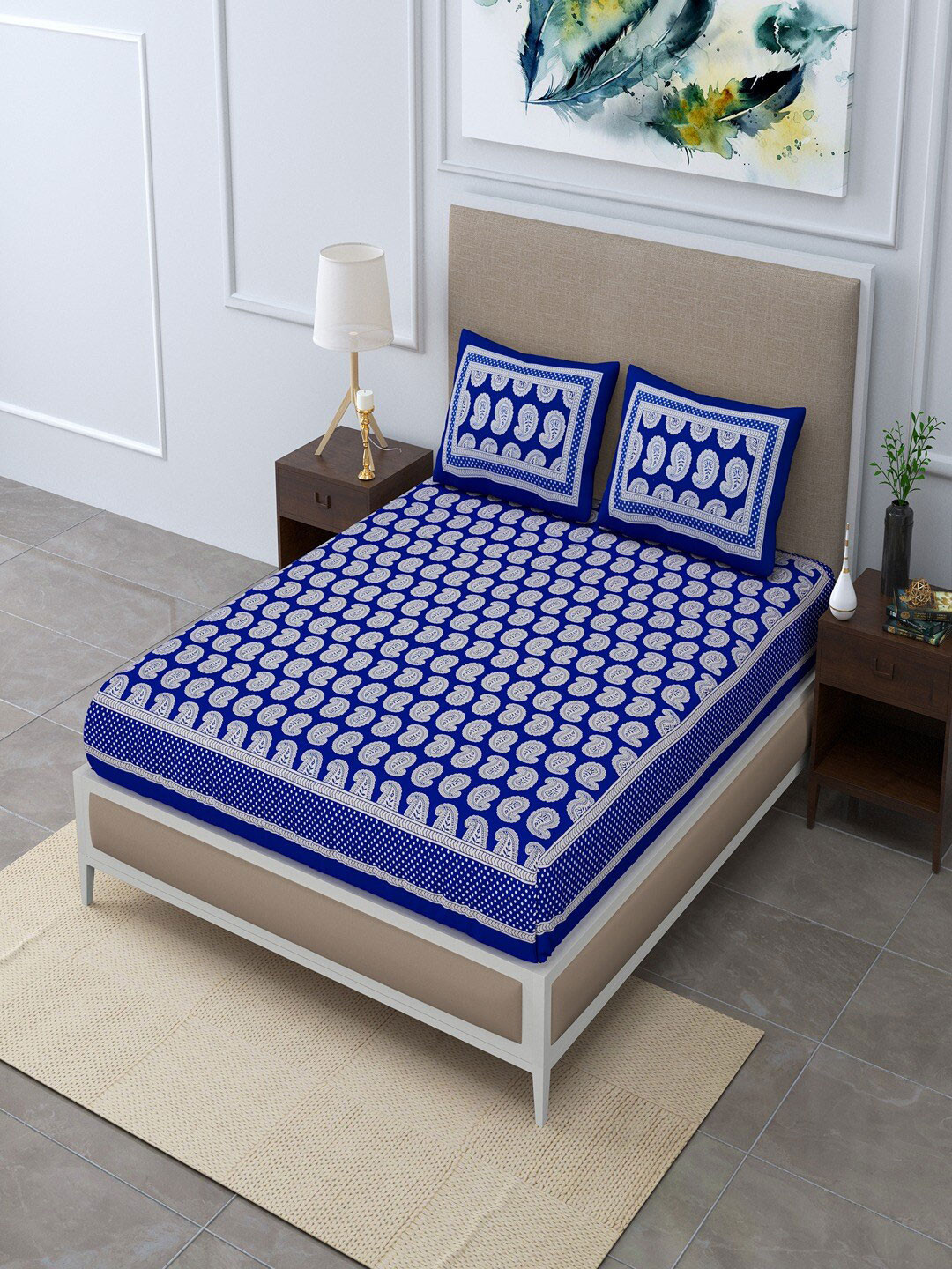 UNIQCHOICE Blue & White Ethnic Motifs Cotton 120 TC Queen Bedsheet with 2 Pillow Covers
UNIQCHOICE Blue & White Ethnic Motifs Cotton 120 TC Queen Bedsheet with 2 Pillow Covers
