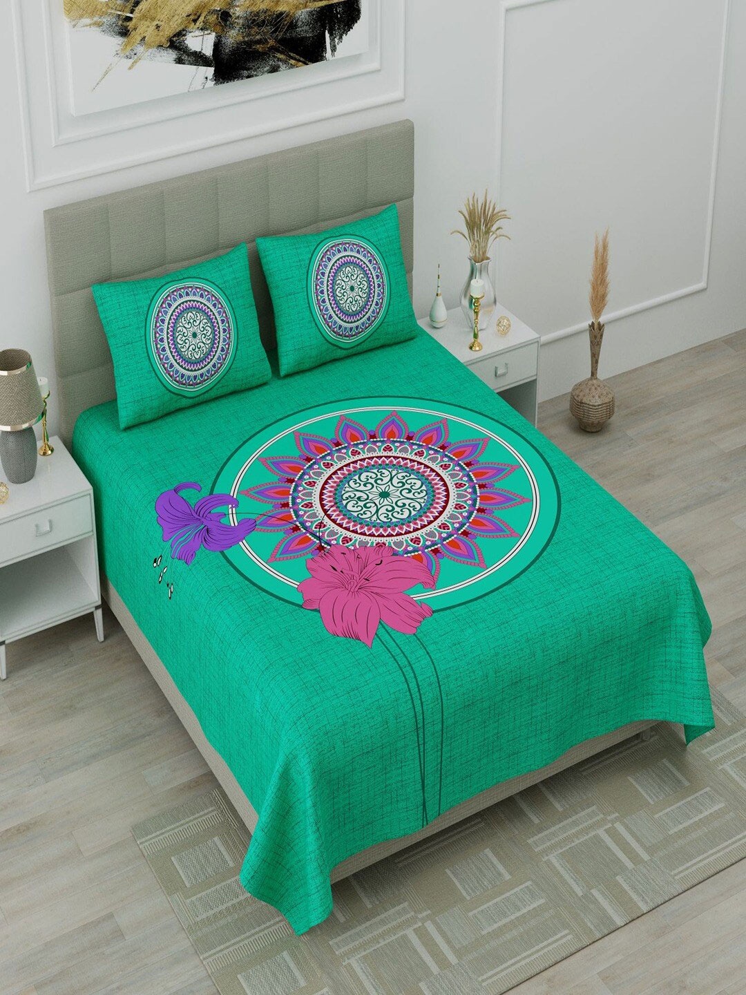 UNIQCHOICE Green & Pink Ethnic Motifs Cotton 120 TC Queen Bedsheet with 2 Pillow Covers
UNIQCHOICE Green & Pink Ethnic Motifs Cotton 120 TC Queen Bedsheet with 2 Pillow Covers
