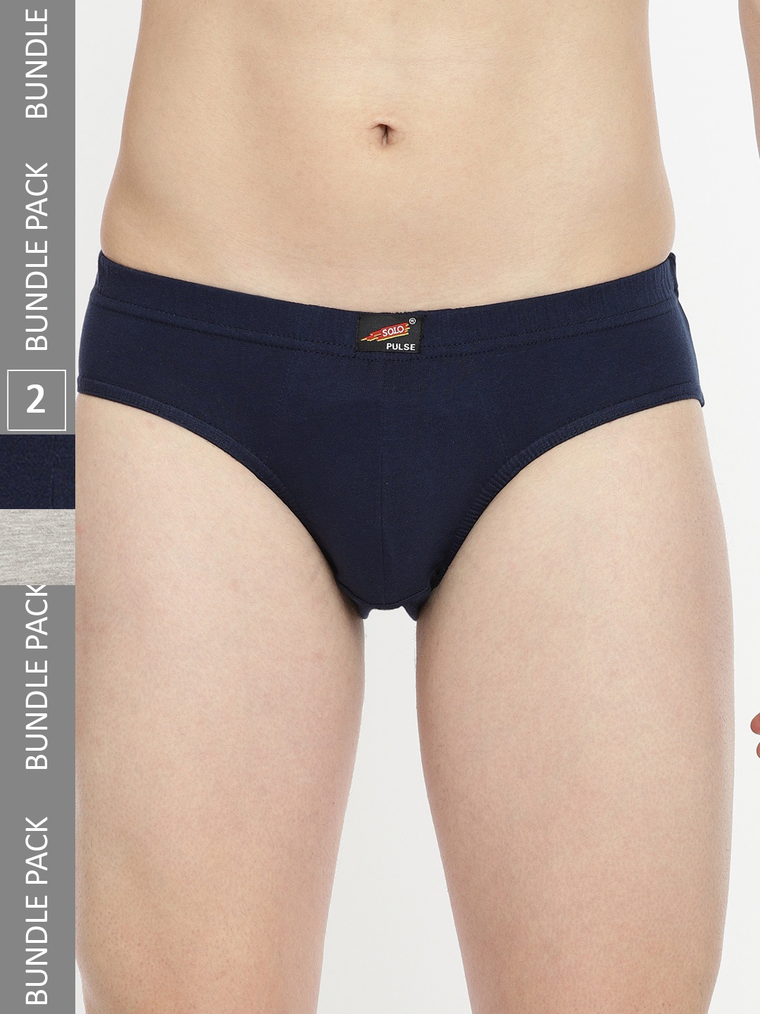 SOLO Men Anti Bacterial Pack Of 2 Pure Cotton Briefs Pulse-2-Navy, Grey Melange-75, Navy blue
SOLO Men Anti Bacterial Pack Of 2 Pure Cotton Briefs Pulse-2-Navy, Grey Melange-75, Navy blue