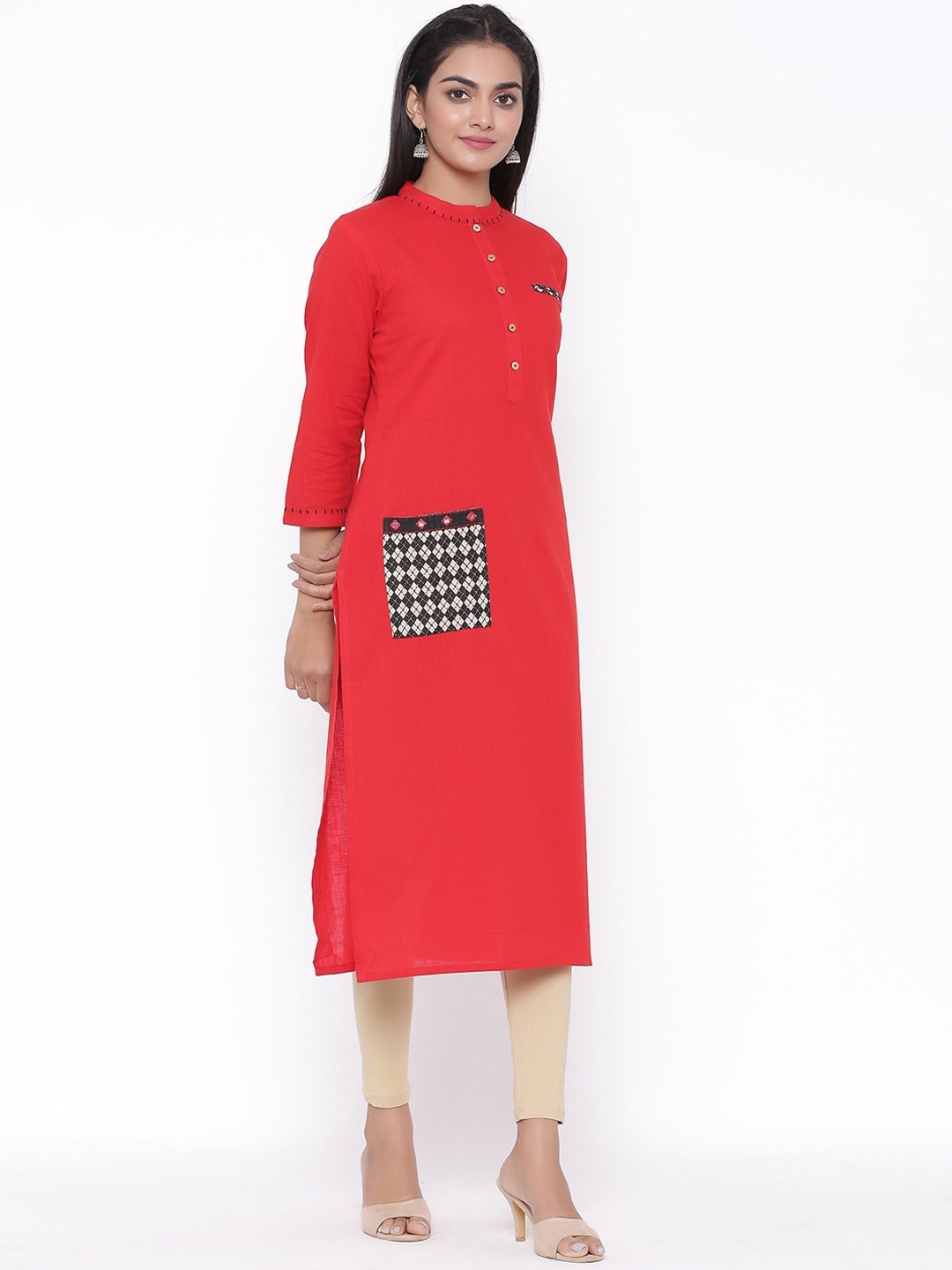 SUTI Women Red Patchwork Kurta