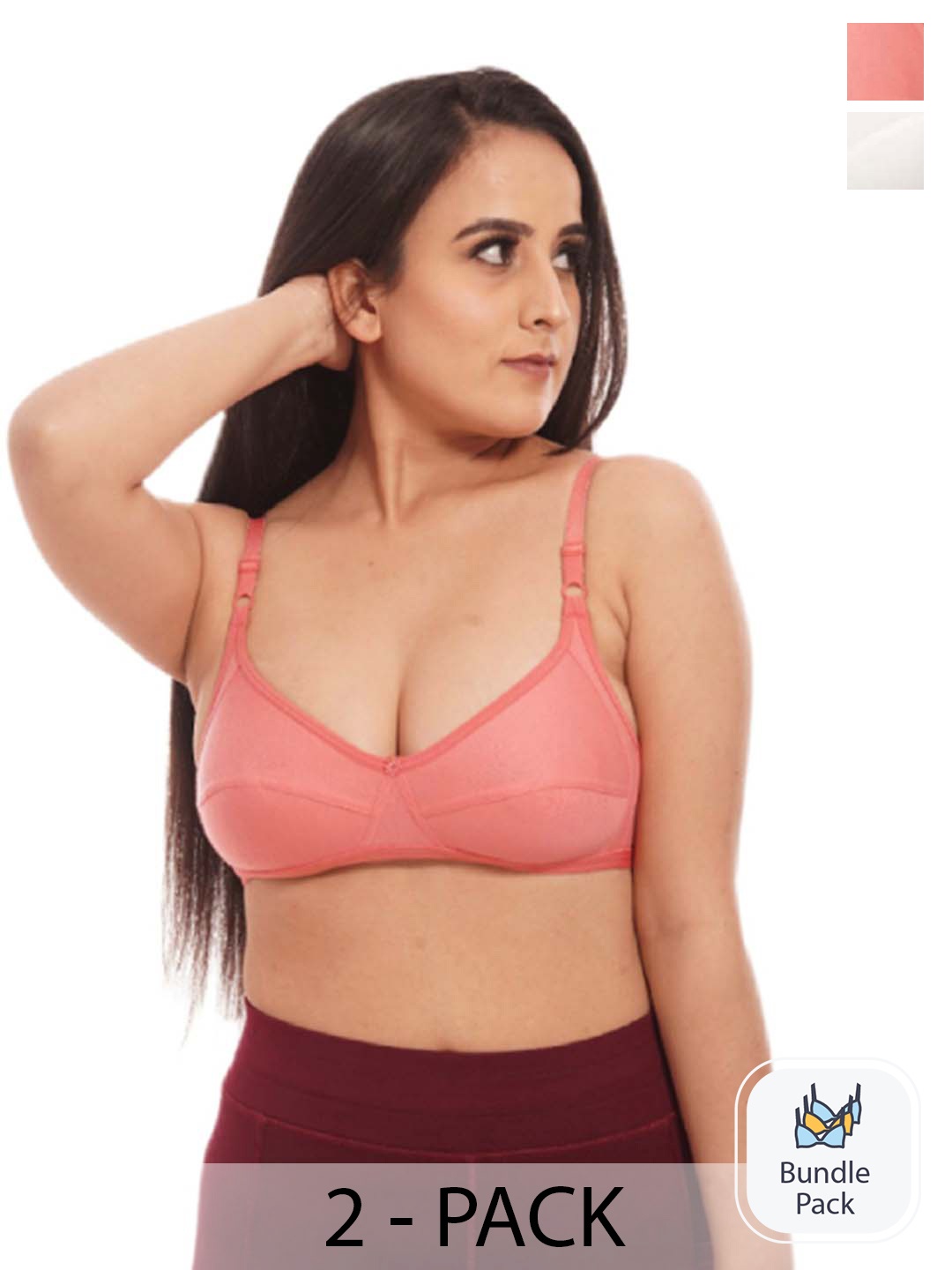 Lulala Pack Of 2 Non Padded Non-Wired Cotton Bra Full Coverage With All Day Comfort, Peach
Lulala Pack Of 2 Non Padded Non-Wired Cotton Bra Full Coverage With All Day Comfort, Peach