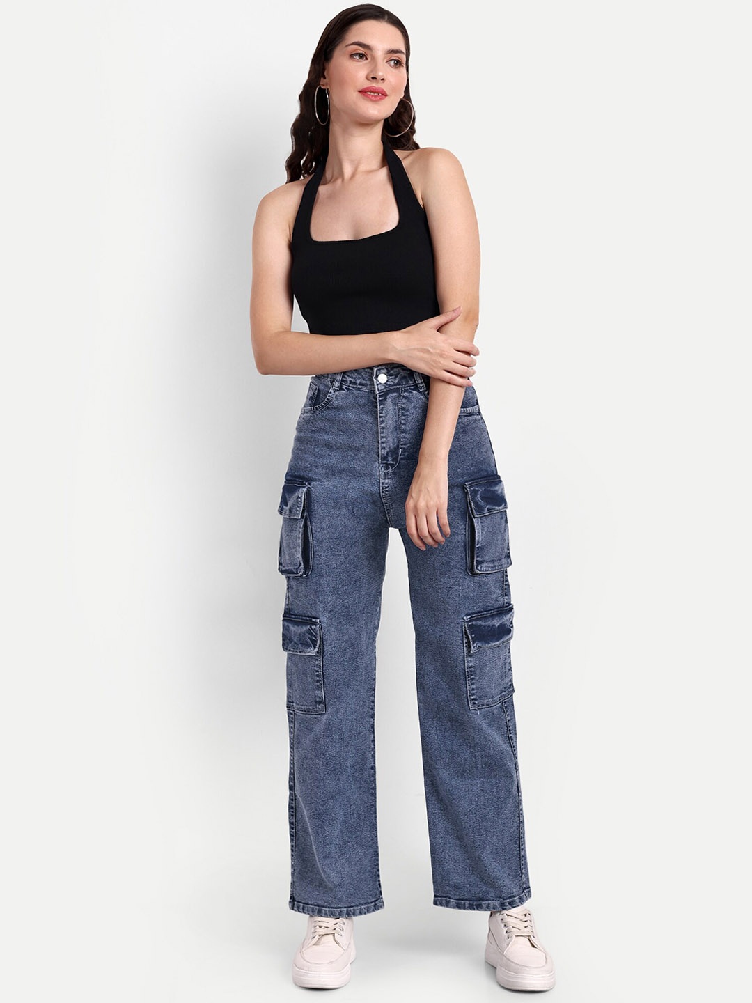 BROADSTAR Women Smart High-Rise Heavy Fade Clean Look Wide Leg Stretchable Jeans, Blue
BROADSTAR Women Smart High-Rise Heavy Fade Clean Look Wide Leg Stretchable Jeans, Blue