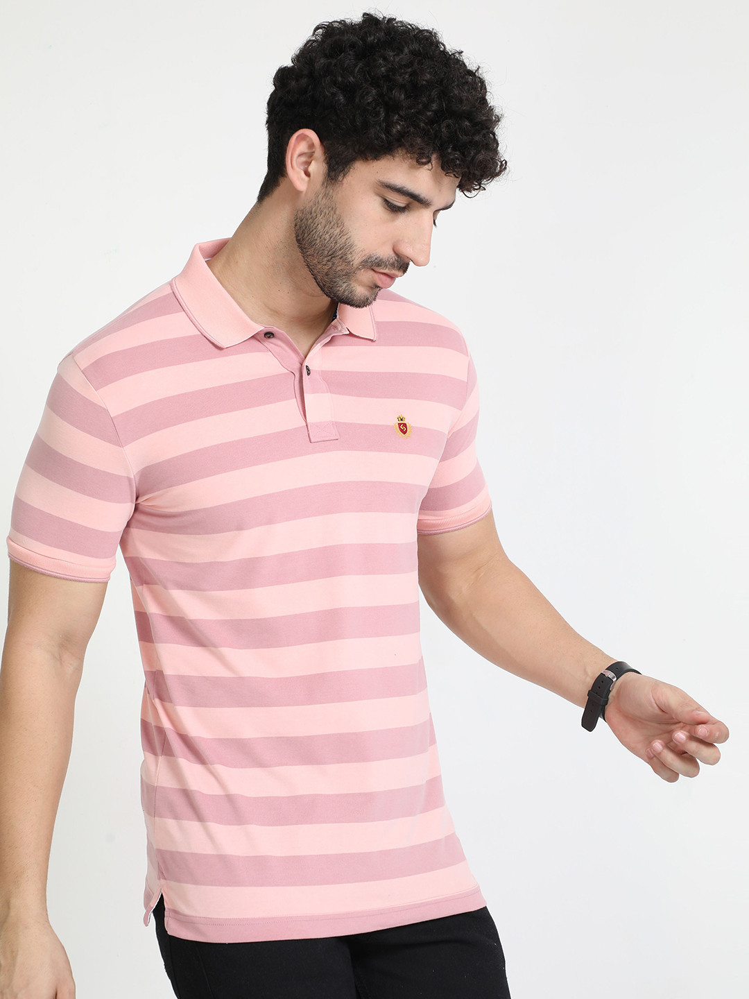 Classic Polo Striped Polo Collar Slim Fit Cotton T-shirt, Pink 
Classic Polo Striped Polo Collar Slim Fit Cotton T-shirt, Pink
