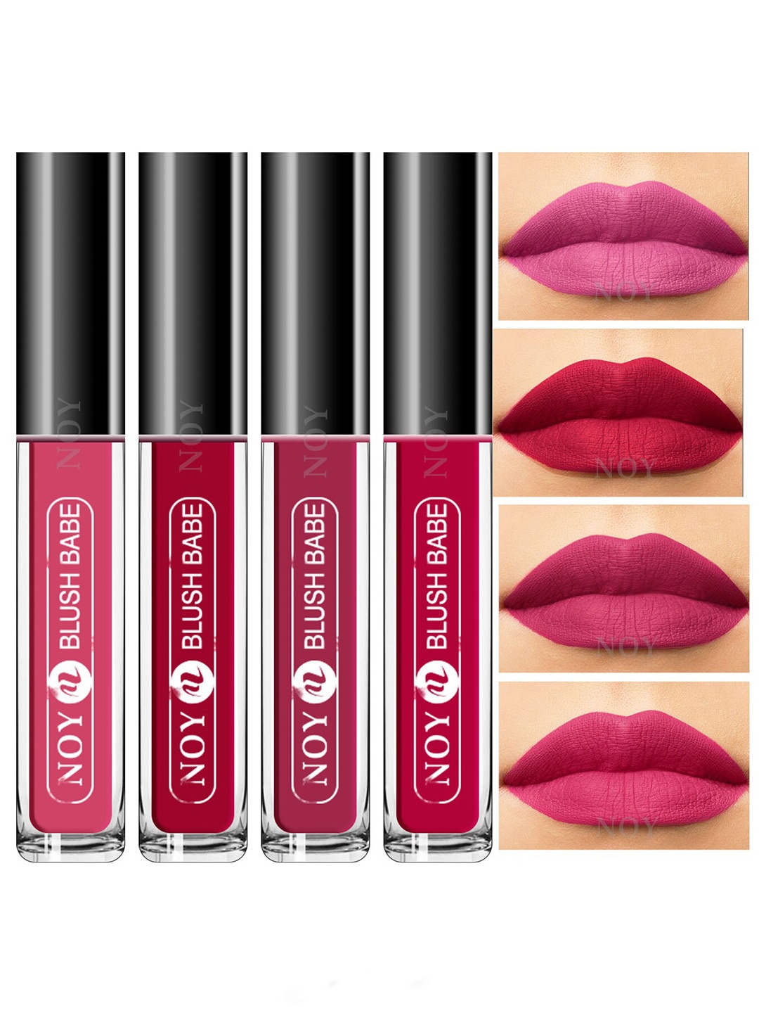 NOY Set Of 4 Blush Babe Waterproof Liquid Matte Lipsticks 4ml Each- Shades 02+ 03+ 06+ 08, Pink
NOY Set Of 4 Blush Babe Waterproof Liquid Matte Lipsticks 4ml Each- Shades 02+ 03+ 06+ 08, Pink