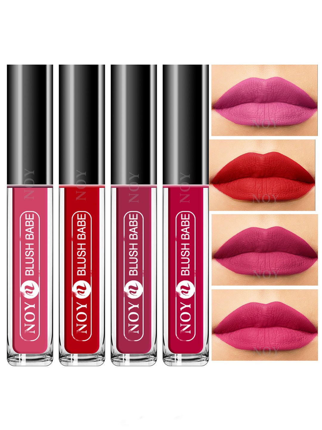NOY Set Of 4 Blush Babe Waterproof Liquid Matte Lipsticks 4ml Each- Shades 02+ 04+ 06+ 08, Pink
NOY Set Of 4 Blush Babe Waterproof Liquid Matte Lipsticks 4ml Each- Shades 02+ 04+ 06+ 08, Pink
