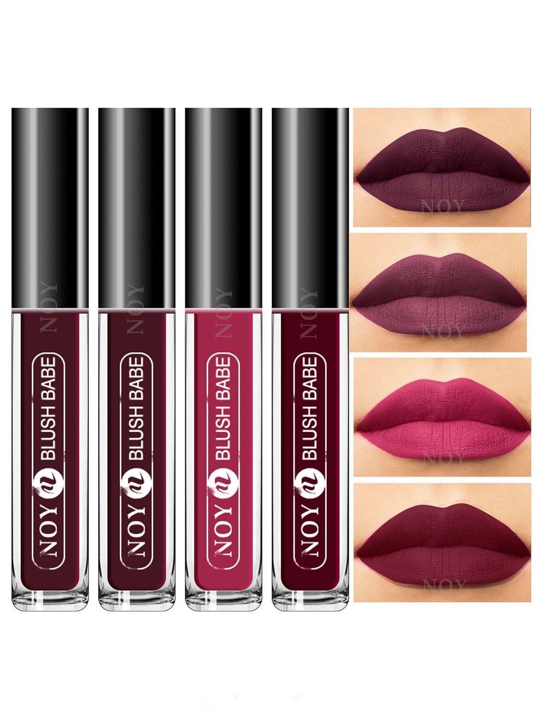 NOY Set Of 4 Blush Babe Waterproof Liquid Matte Lipsticks 4ml Each- Shades 01+ 05+ 06+ 07, Purple
NOY Set Of 4 Blush Babe Waterproof Liquid Matte Lipsticks 4ml Each- Shades 01+ 05+ 06+ 07, Purple