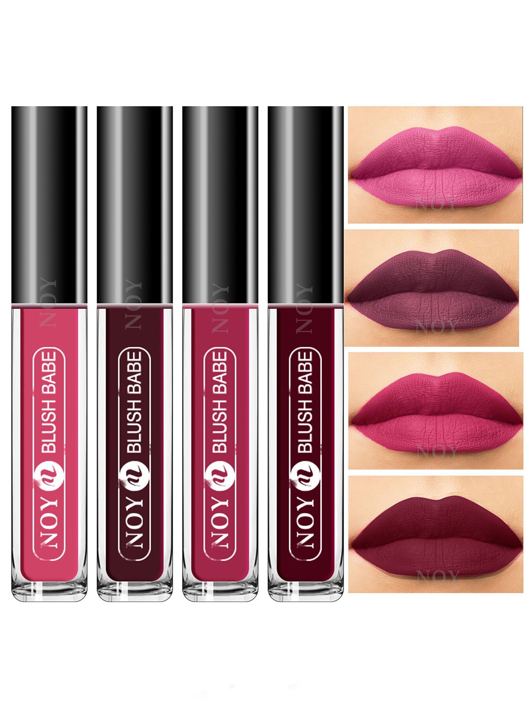 NOY Set Of 4 Blush Babe Waterproof Liquid Matte Lipsticks 4ml Each- Shades 02+ 05+ 06+ 07, Pink
NOY Set Of 4 Blush Babe Waterproof Liquid Matte Lipsticks 4ml Each- Shades 02+ 05+ 06+ 07, Pink