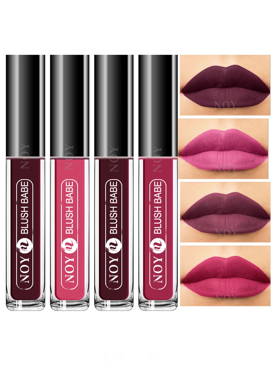NOY Set Of 4 Blush Babe Waterproof Liquid Matte Lipsticks 4ml Each- Shades 01+ 02+ 05+ 06, Pink
NOY Set Of 4 Blush Babe Waterproof Liquid Matte Lipsticks 4ml Each- Shades 01+ 02+ 05+ 06, Pink