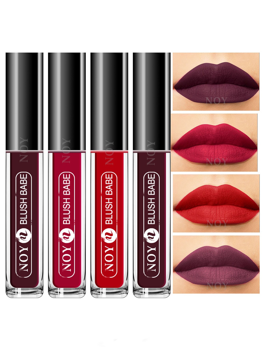 NOY Set Of 4 Blush Babe Waterproof Liquid Matte Lipsticks 4ml Each- Shades 01+ 03+ 04+ 05, Red
NOY Set Of 4 Blush Babe Waterproof Liquid Matte Lipsticks 4ml Each- Shades 01+ 03+ 04+ 05, Red