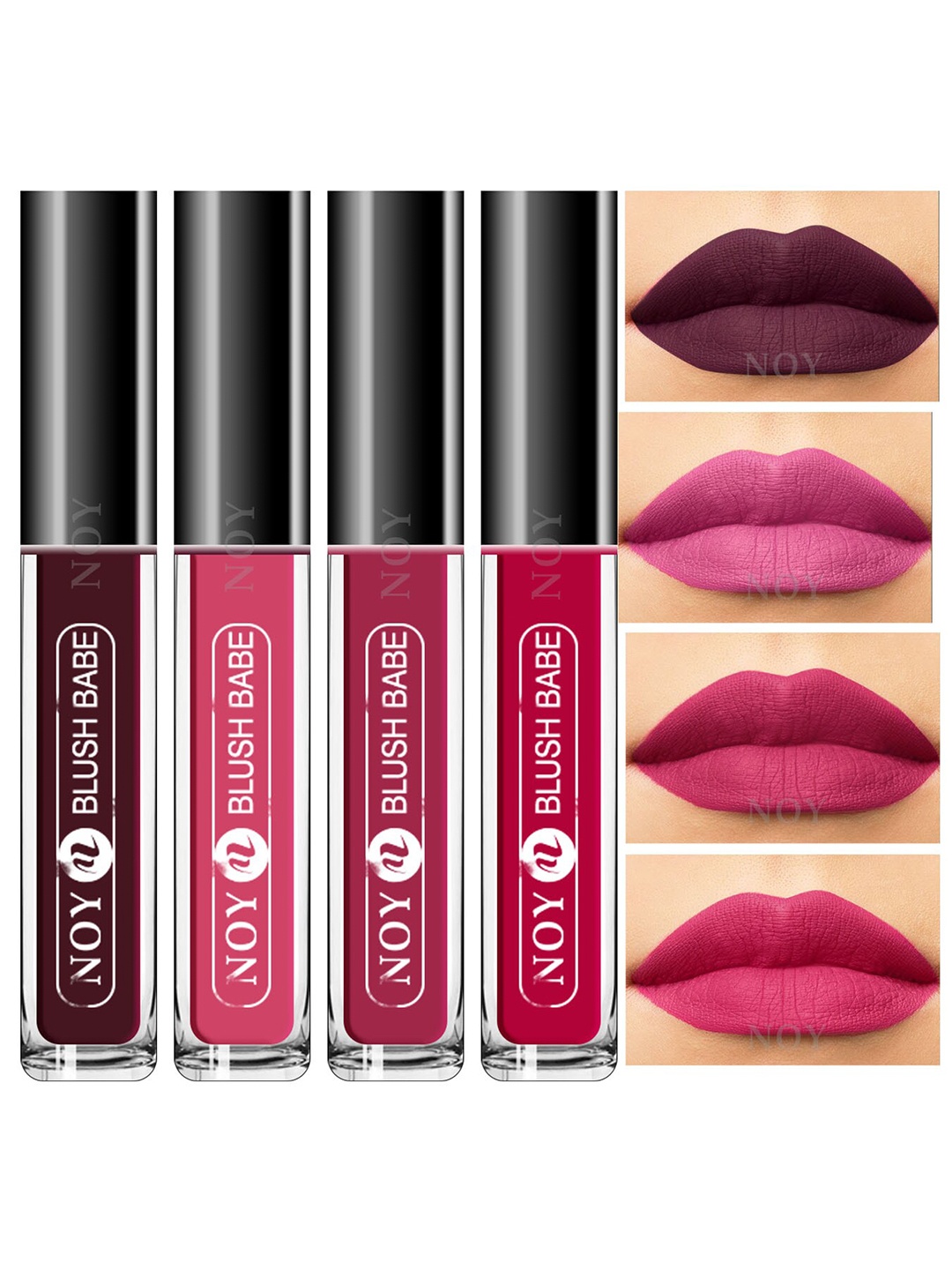 NOY Set of 4 Blush Babe Smudge-Free Matte Liquid Lipstick 4 ml each - Shade 01-02-06-08, Multi
NOY Set of 4 Blush Babe Smudge-Free Matte Liquid Lipstick 4 ml each - Shade 01-02-06-08, Multi