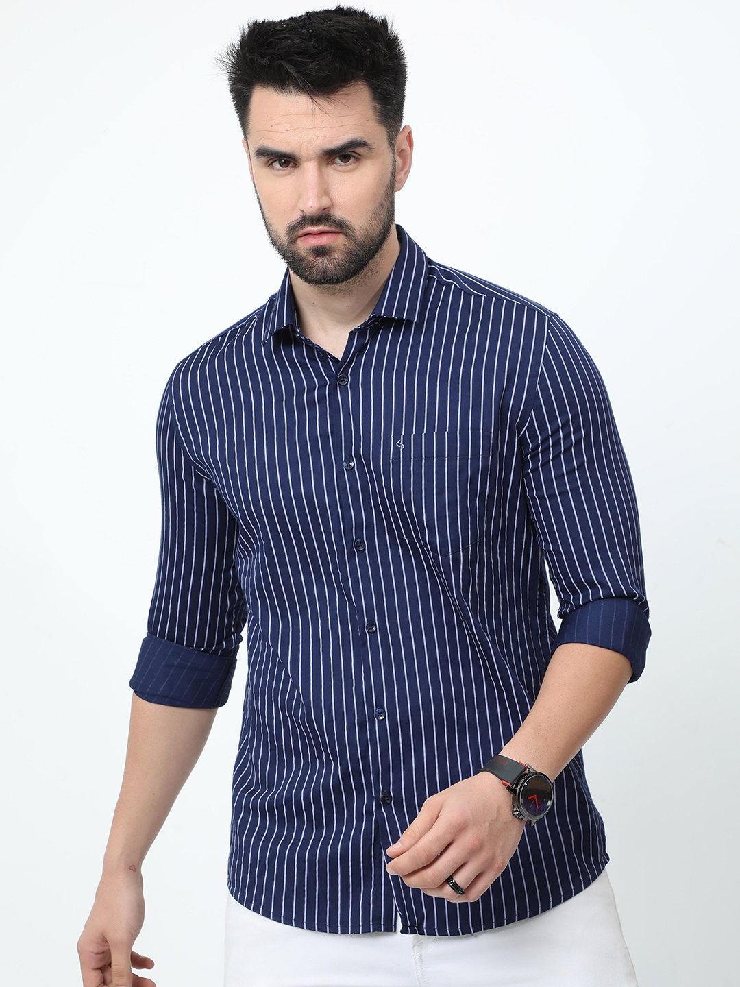Classic Polo India Slim Slim Fit Vertical Stripes Spread Collar Pure Cotton Casual Shirt, Blue
Classic Polo India Slim Slim Fit Vertical Stripes Spread Collar Pure Cotton Casual Shirt, Blue
