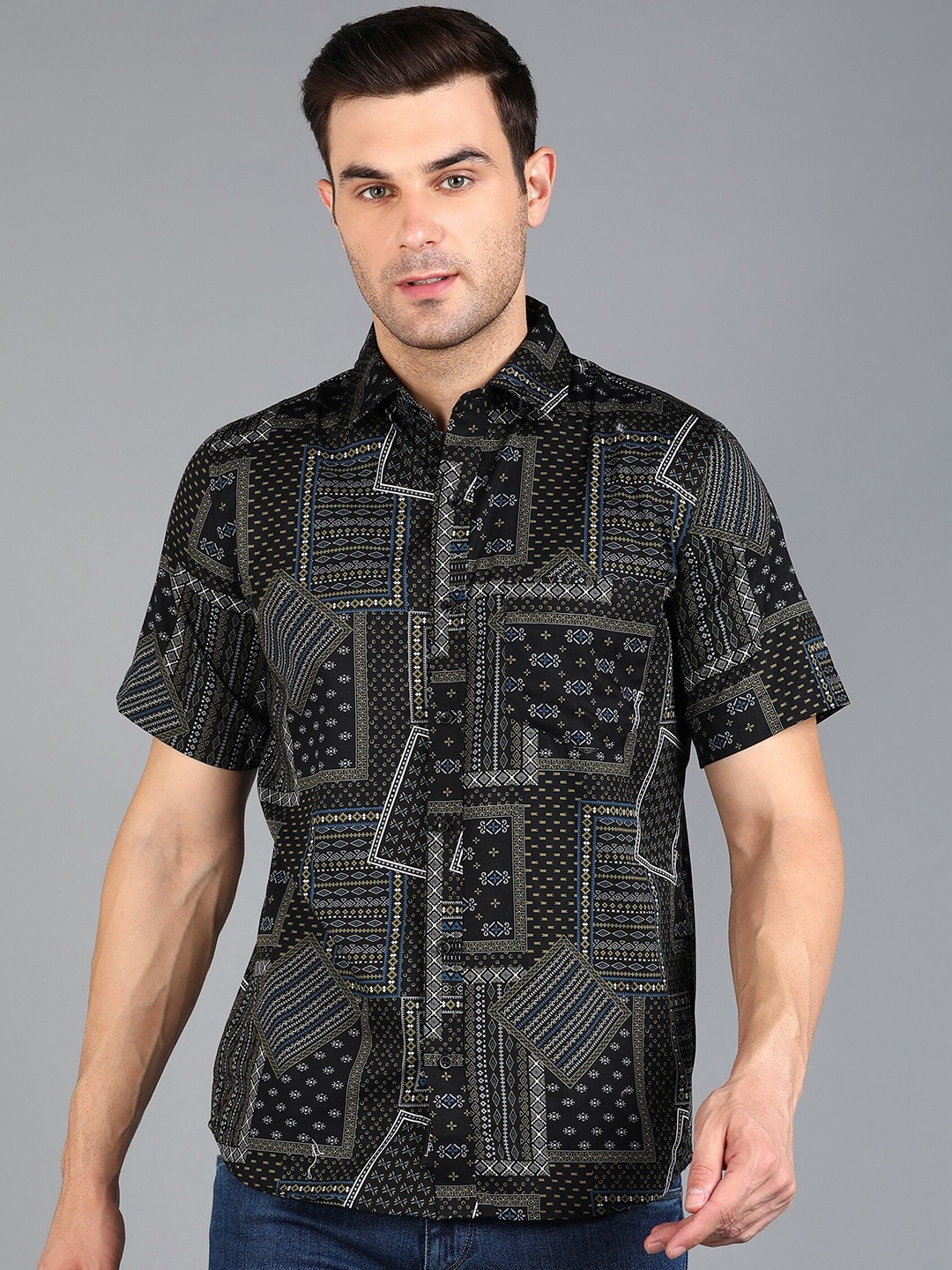 ZNX Clothing Premium Spread Collar Slim Fit Ethnic Motif Printed Cotton Casual Shirt, Black
ZNX Clothing Premium Spread Collar Slim Fit Ethnic Motif Printed Cotton Casual Shirt, Black