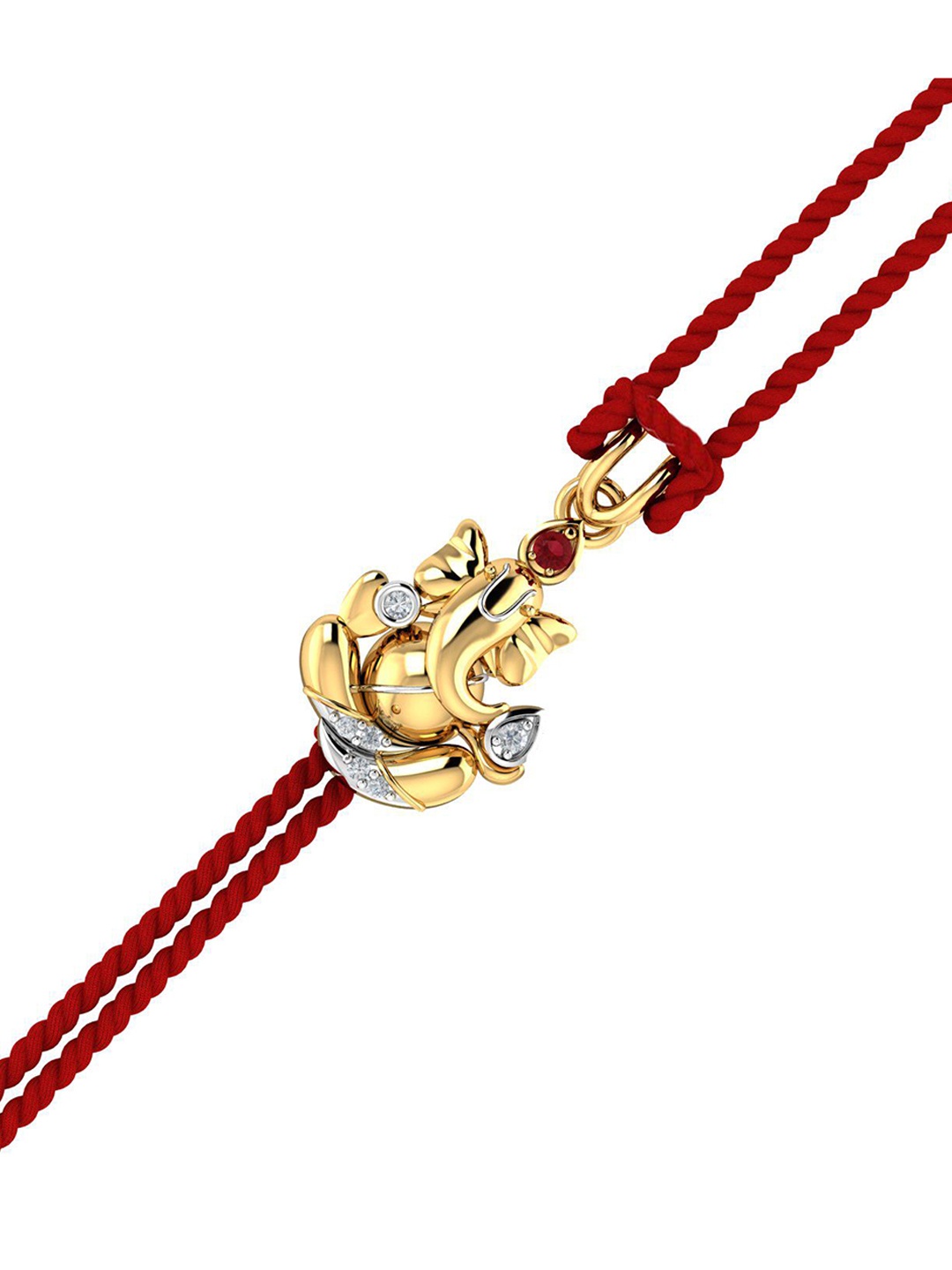 KUBERBOX Men 18KT Gold Lal Ganesha Diamond & Ruby Studded Gold Rakhi Cum Pendant-1.06gm
KUBERBOX Men 18KT Gold Lal Ganesha Diamond & Ruby Studded Gold Rakhi Cum Pendant-1.06gm