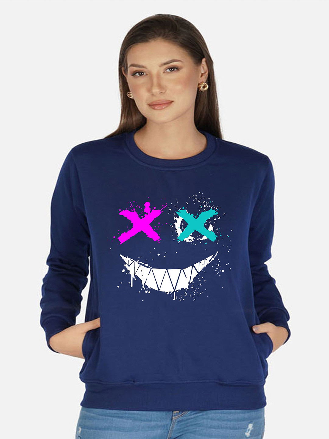 CHOZI Graphic Printed Fleece Sweatshirt, Blue 
CHOZI Graphic Printed Fleece Sweatshirt, Blue