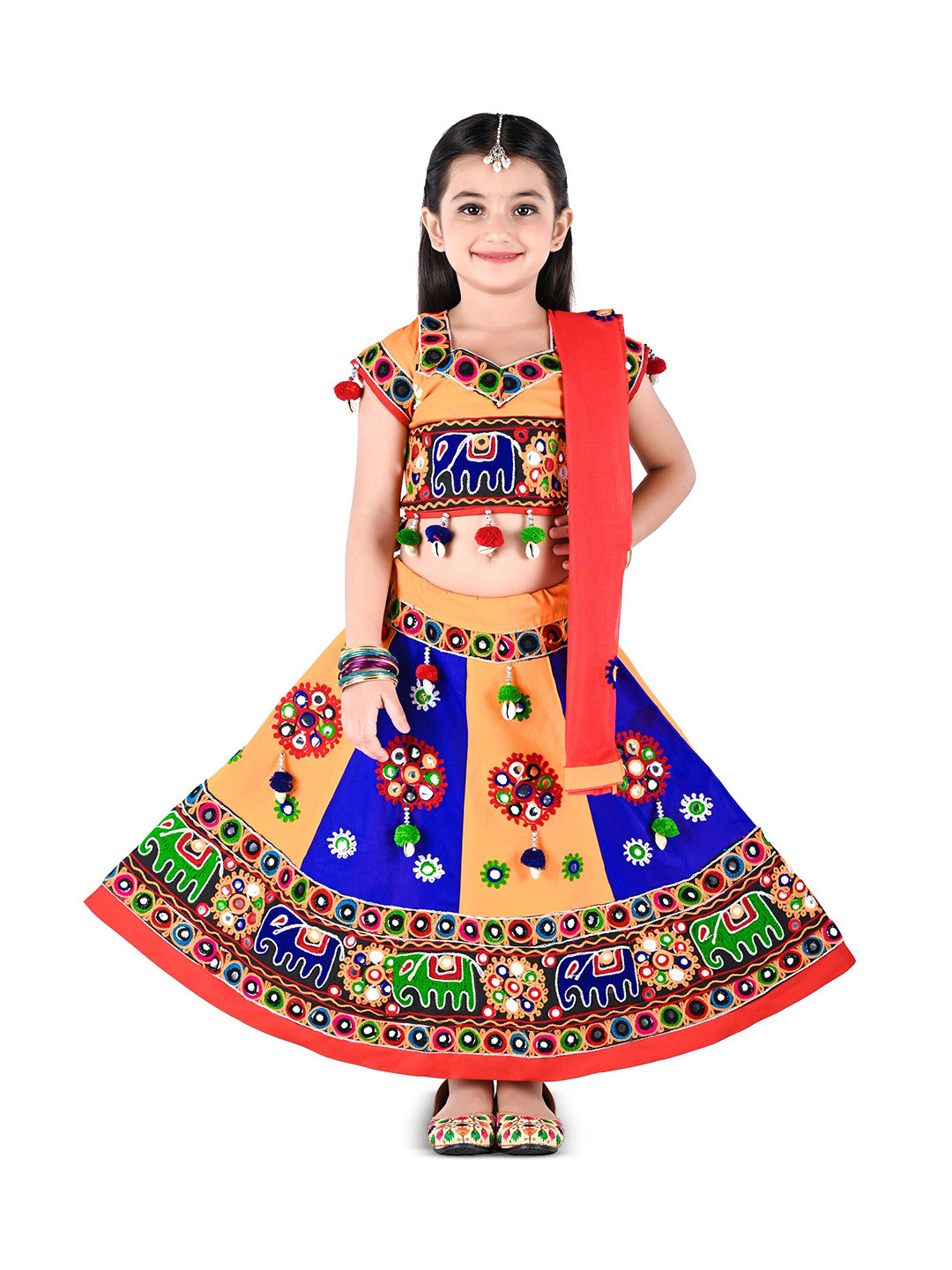 BAESD Girls Embroidered Mirror Work Ready to Wear Lehenga & Blouse With Dupatta, Yellow
BAESD Girls Embroidered Mirror Work Ready to Wear Lehenga & Blouse With Dupatta, Yellow