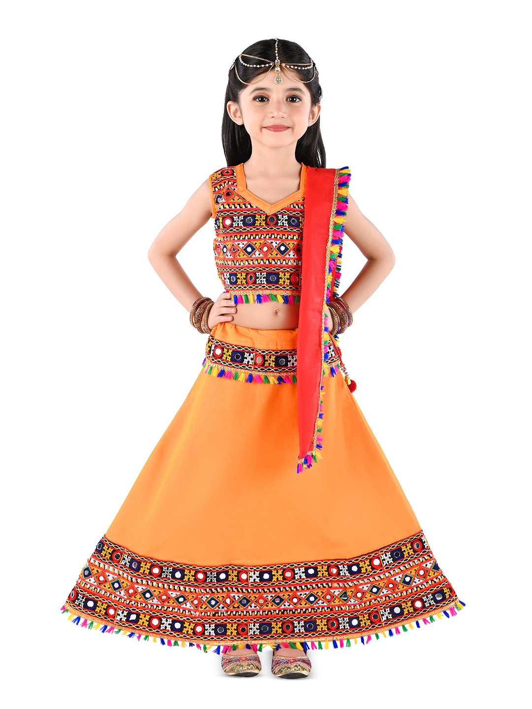 BAESD Girls Embroidered Mirror Work Ready to Wear Lehenga & Blouse With Dupatta, Yellow
BAESD Girls Embroidered Mirror Work Ready to Wear Lehenga & Blouse With Dupatta, Yellow
