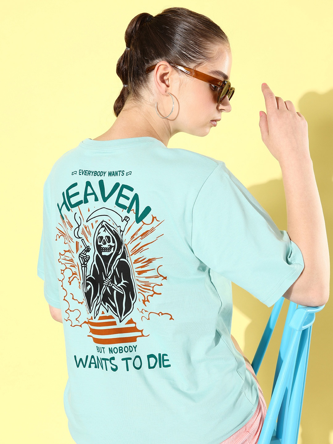 Difference of Opinion Printed Oversized Drop-Shoulder Sleeves Pure Cotton T-shirt, Turquoise blue
Difference of Opinion Printed Oversized Drop-Shoulder Sleeves Pure Cotton T-shirt, Turquoise blue