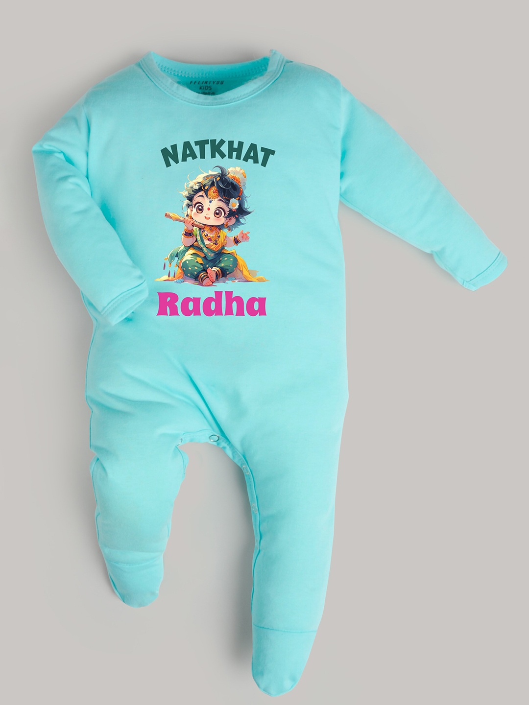FFLIRTYGO Infants Radha Printed Detail Pure Cotton Janmashtami Special Sleepsuit, Blue
FFLIRTYGO Infants Radha Printed Detail Pure Cotton Janmashtami Special Sleepsuit, Blue