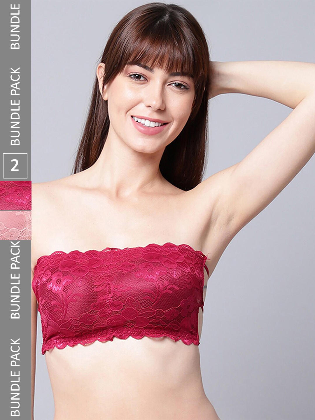 PIBU Pack Of 2 Full Coverage Non Padded Non-Wired Bandeau Bra With 360 Degree Support, Pink
PIBU Pack Of 2 Full Coverage Non Padded Non-Wired Bandeau Bra With 360 Degree Support, Pink