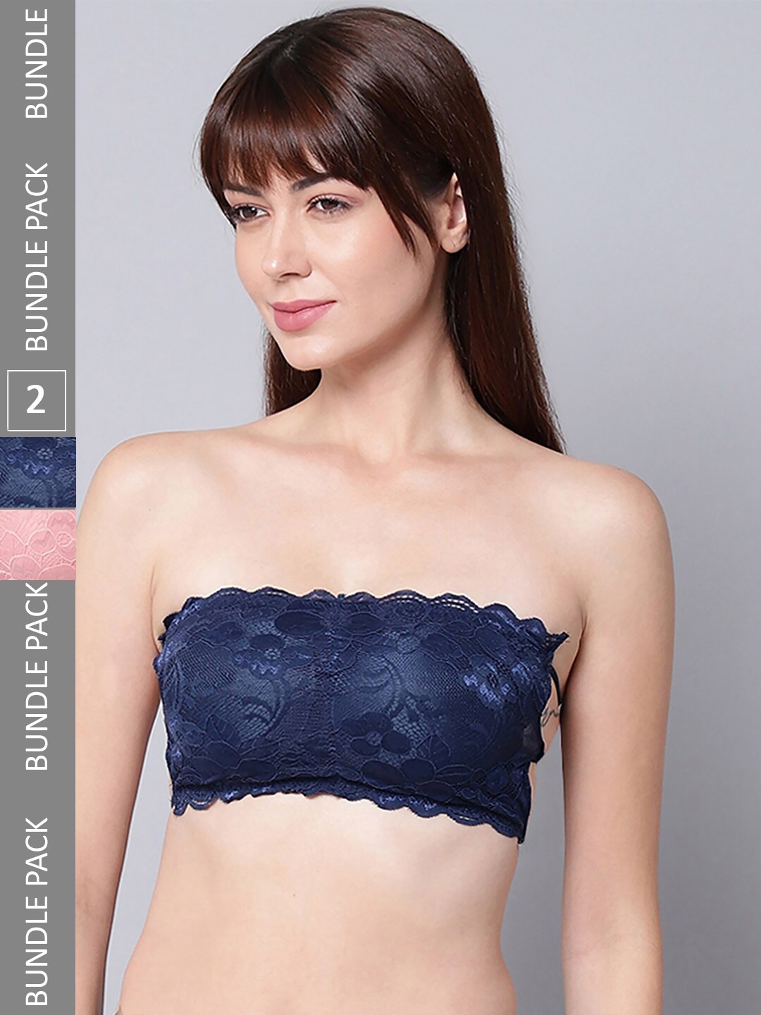 PIBU Pack Of 2 Full Coverage Non Padded Non-Wired Bandeau Bra With 360 Degree Support, Navy blue
PIBU Pack Of 2 Full Coverage Non Padded Non-Wired Bandeau Bra With 360 Degree Support, Navy blue
