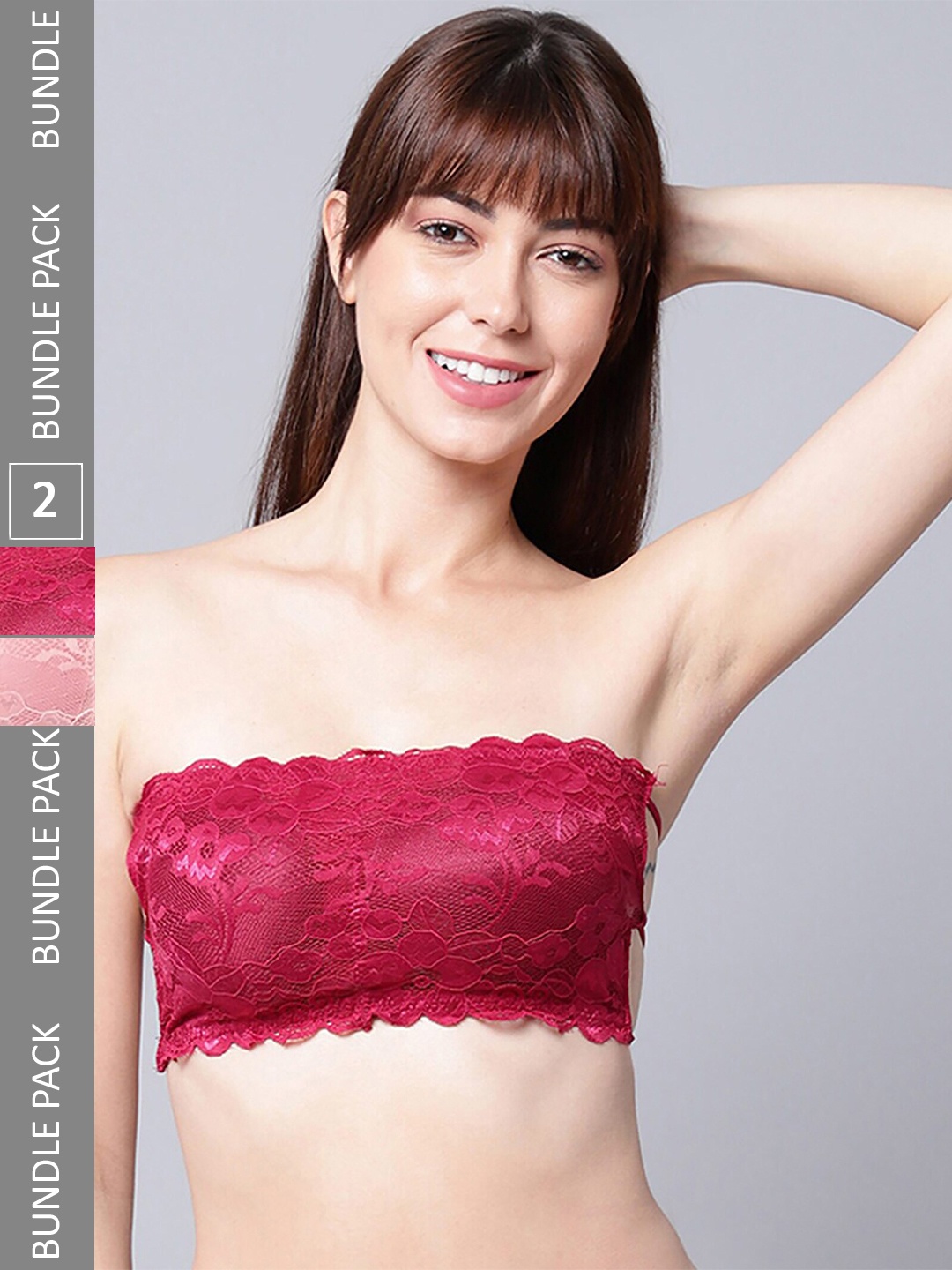 PIBU Pack Of 2 Full Coverage Non Padded Non-Wired Bandeau Bra With 360 Degree Support, Pink
PIBU Pack Of 2 Full Coverage Non Padded Non-Wired Bandeau Bra With 360 Degree Support, Pink