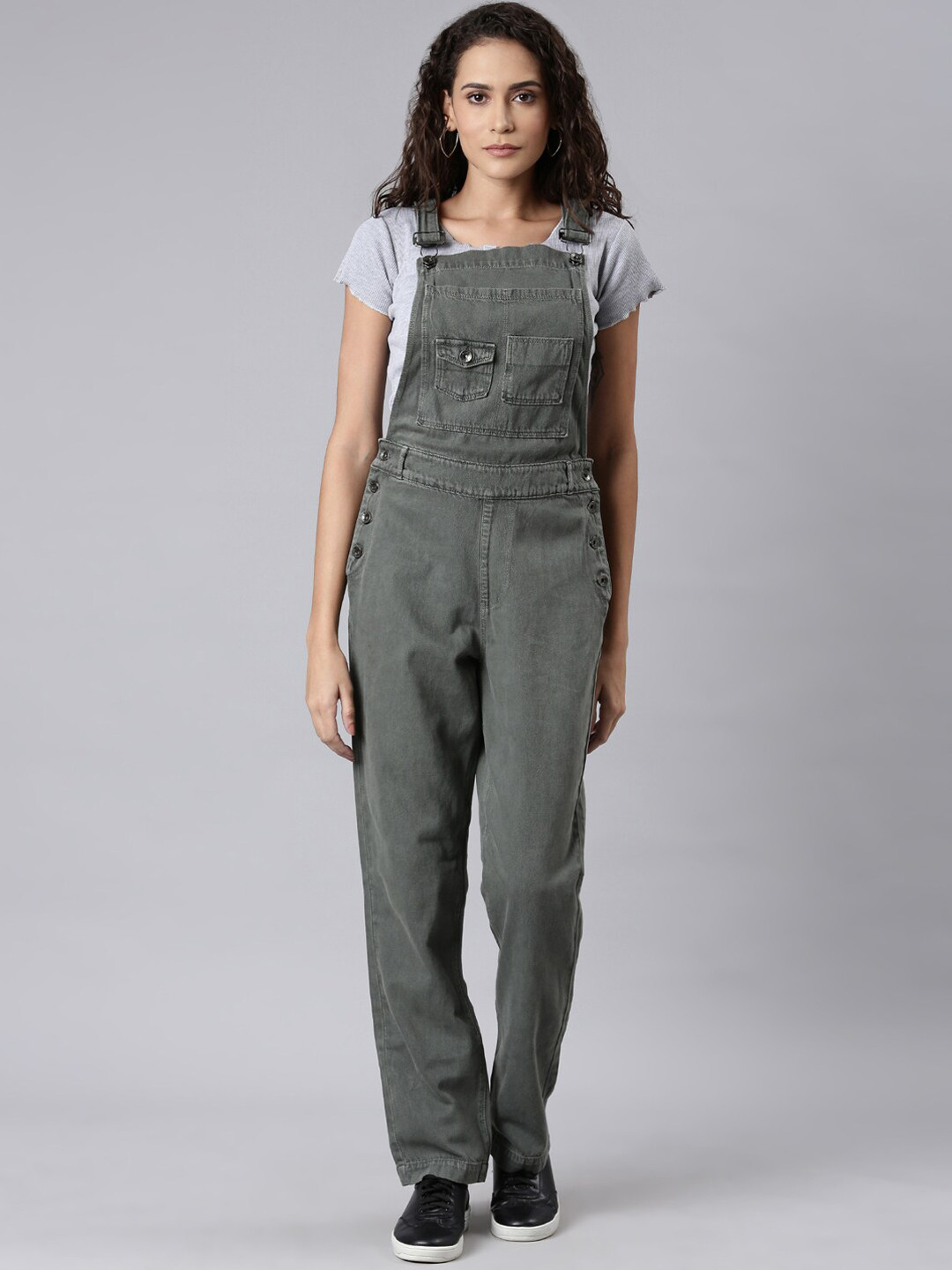 SHOWOFF Straight-Leg Cotton Dungaree, Olive 
SHOWOFF Straight-Leg Cotton Dungaree, Olive