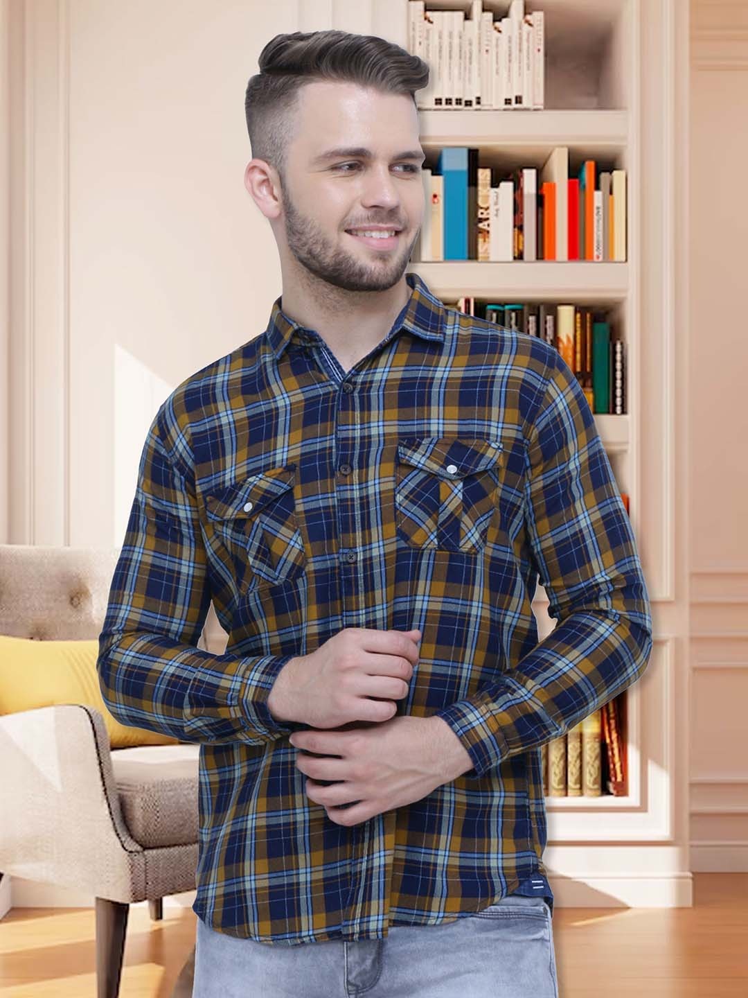 Kuons Avenue Smart Slim Fit Tartan Checks Checked Cotton Flannel Casual Shirt, Navy blue
Kuons Avenue Smart Slim Fit Tartan Checks Checked Cotton Flannel Casual Shirt, Navy blue
