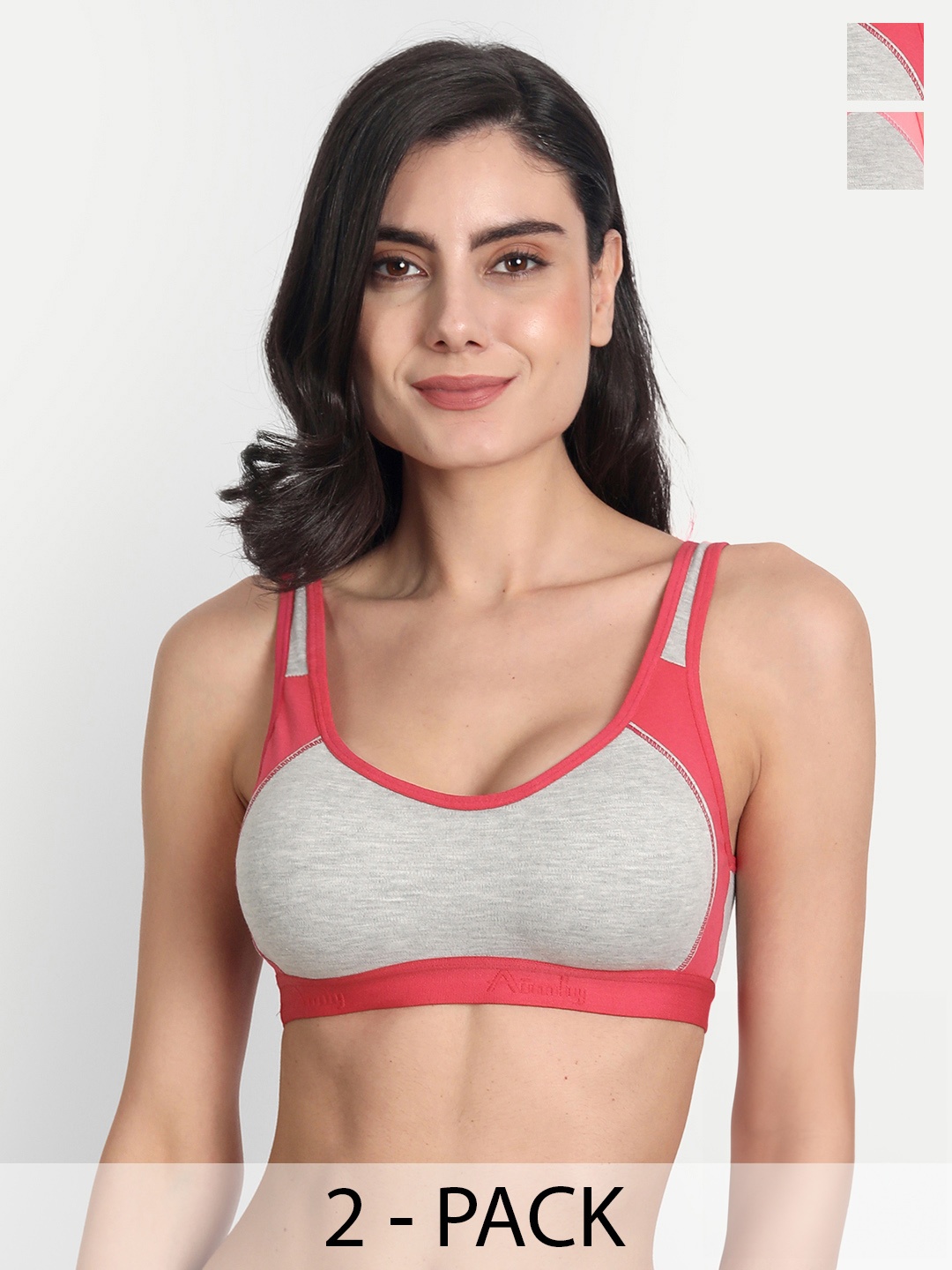 Aimly Pack Of 2 Full Coverage Non Padded Non Wired Cotton Sports Bra With All Day Comfort, Grey
Aimly Pack Of 2 Full Coverage Non Padded Non Wired Cotton Sports Bra With All Day Comfort, Grey