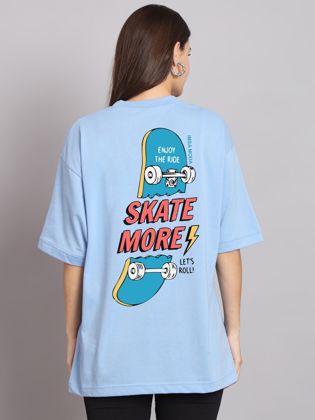 Imsa Moda Graphic Printed Drop-Shoulder Sleeves Cotton Oversized T-shirt, Blue
Imsa Moda Graphic Printed Drop-Shoulder Sleeves Cotton Oversized T-shirt, Blue