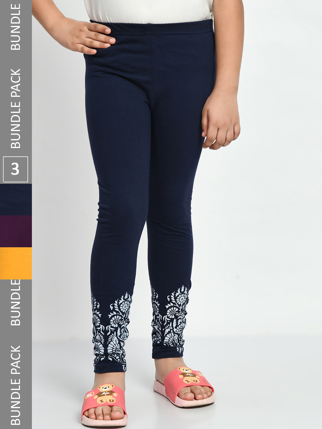 IndiWeaves Girls Pack Of 3 Bottom-Printed Pure Cotton Churidar-Length Leggings, Yellow 
IndiWeaves Girls Pack Of 3 Bottom-Printed Pure Cotton Churidar-Length Leggings, Yellow