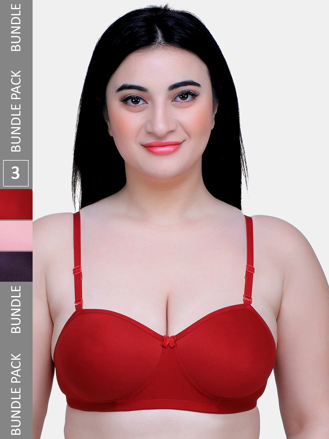 MAROON Pack Of 3 Seamless Cotton Meduim Heavily Padded Coverage Bra With All Day Comfort, Red
MAROON Pack Of 3 Seamless Cotton Meduim Heavily Padded Coverage Bra With All Day Comfort, Red
