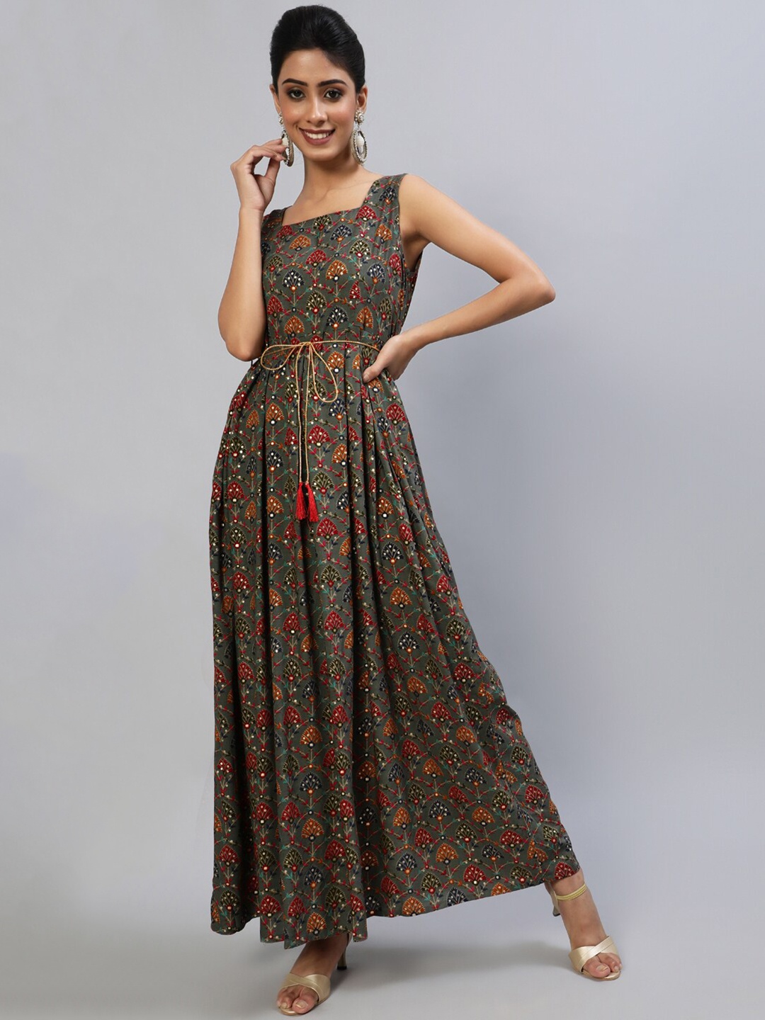 AKS Couture Floral Embroidered Embellished Mirror Work & Sequinned Square Neck Maxi Dress, Grey
AKS Couture Floral Embroidered Embellished Mirror Work & Sequinned Square Neck Maxi Dress, Grey