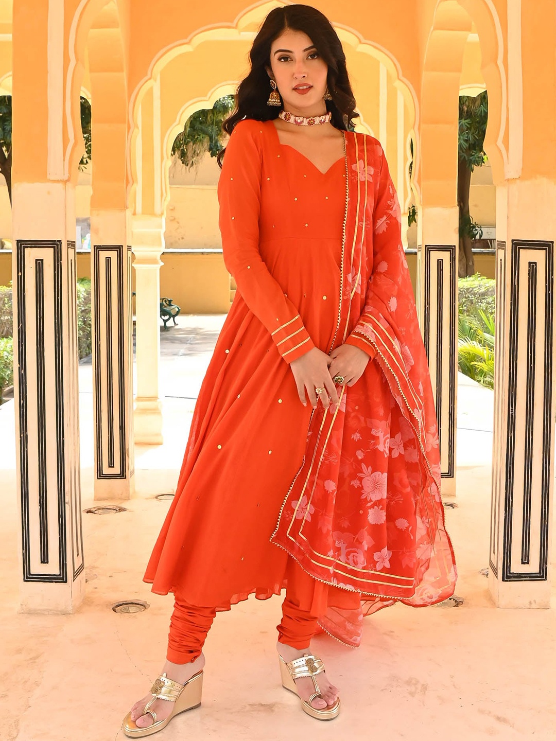 Urbanstree V-Neck Gotta Patti Pure Cotton Anarkali Kurta & Churidar With Dupatta, Orange
Urbanstree V-Neck Gotta Patti Pure Cotton Anarkali Kurta & Churidar With Dupatta, Orange