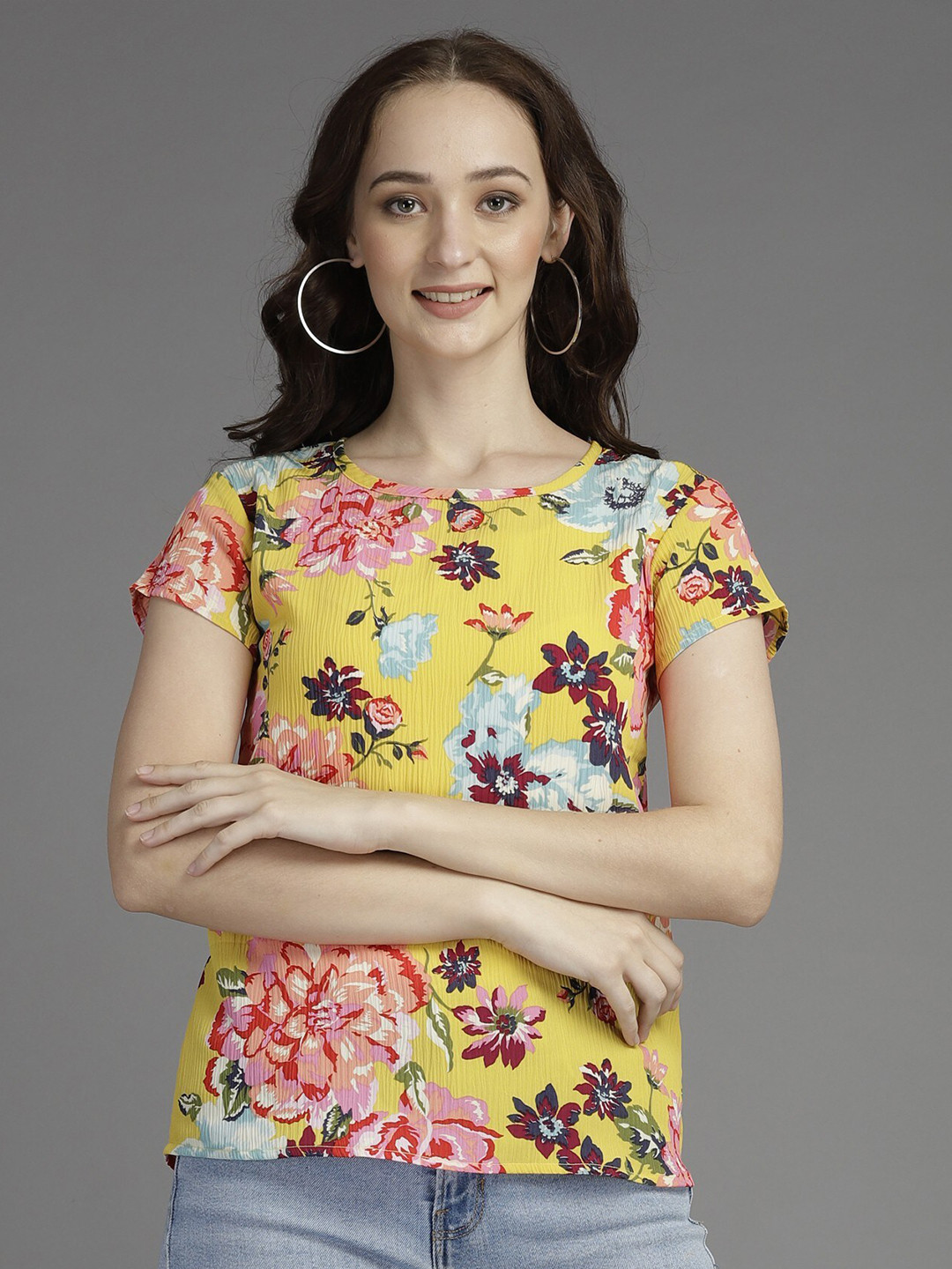 MAZIE Floral Printed Round Neck Regular Top, Yellow
MAZIE Floral Printed Round Neck Regular Top, Yellow